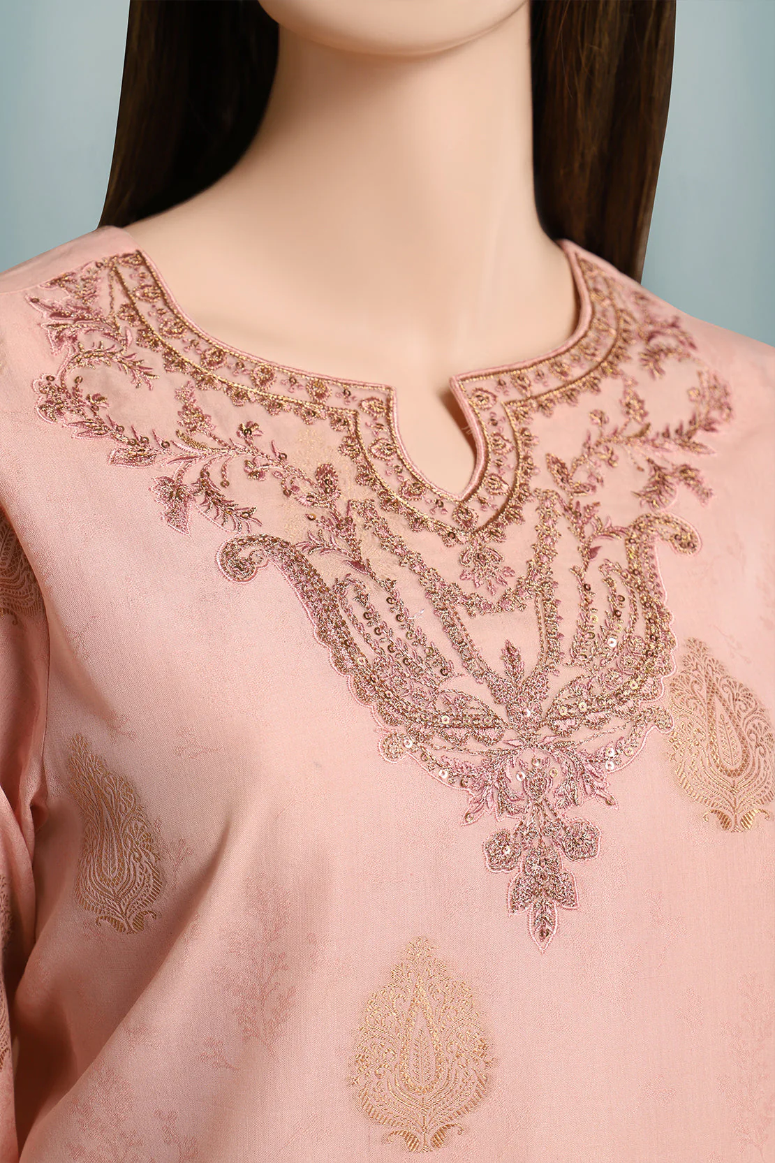 Unstitched Embroidered Cotton Jacquard 2 Piece (Shirt/Trouser) - Image 3