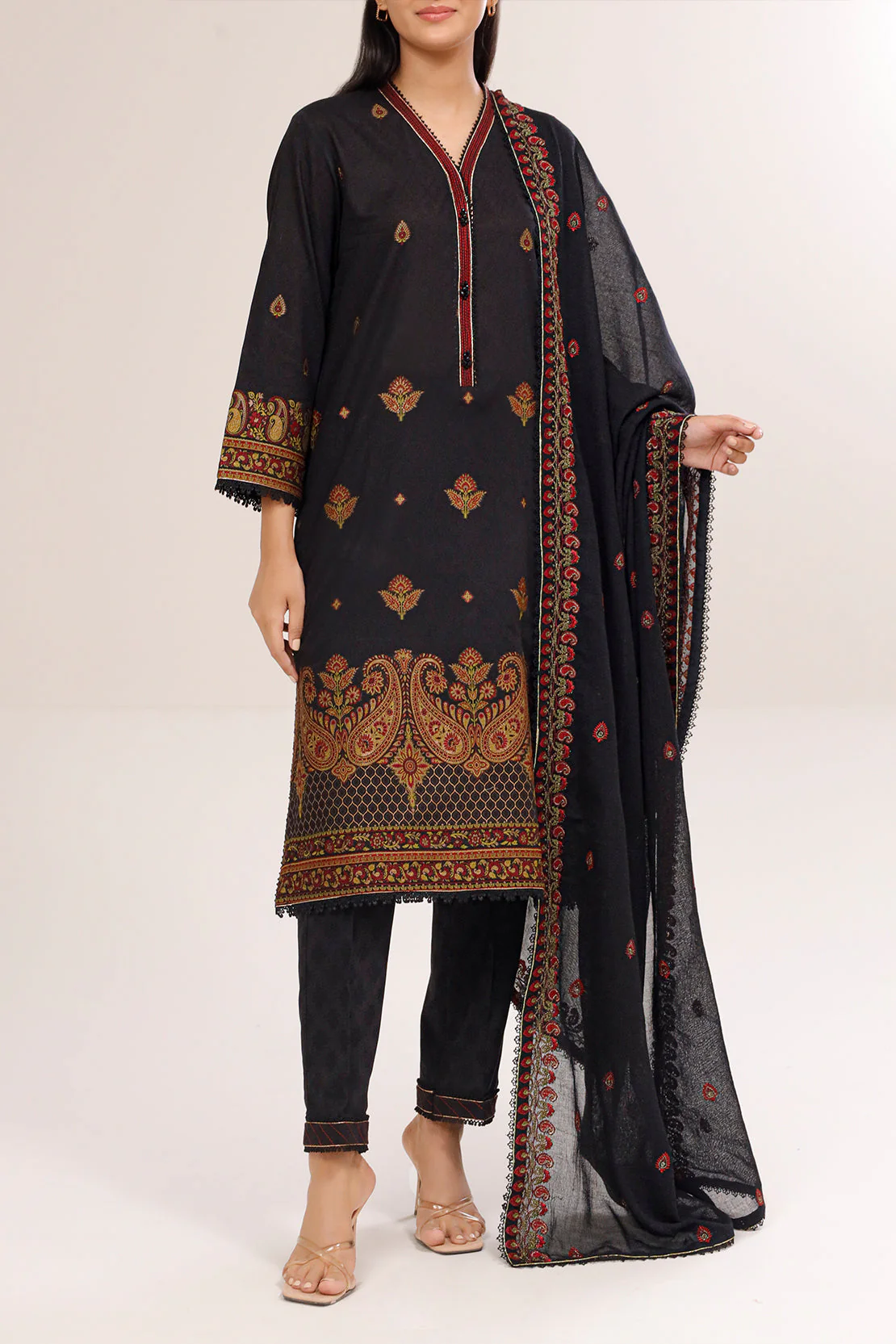 Unstitched Embroidered  Cotton Jacquard 2 Piece (Shirt/Trouser)