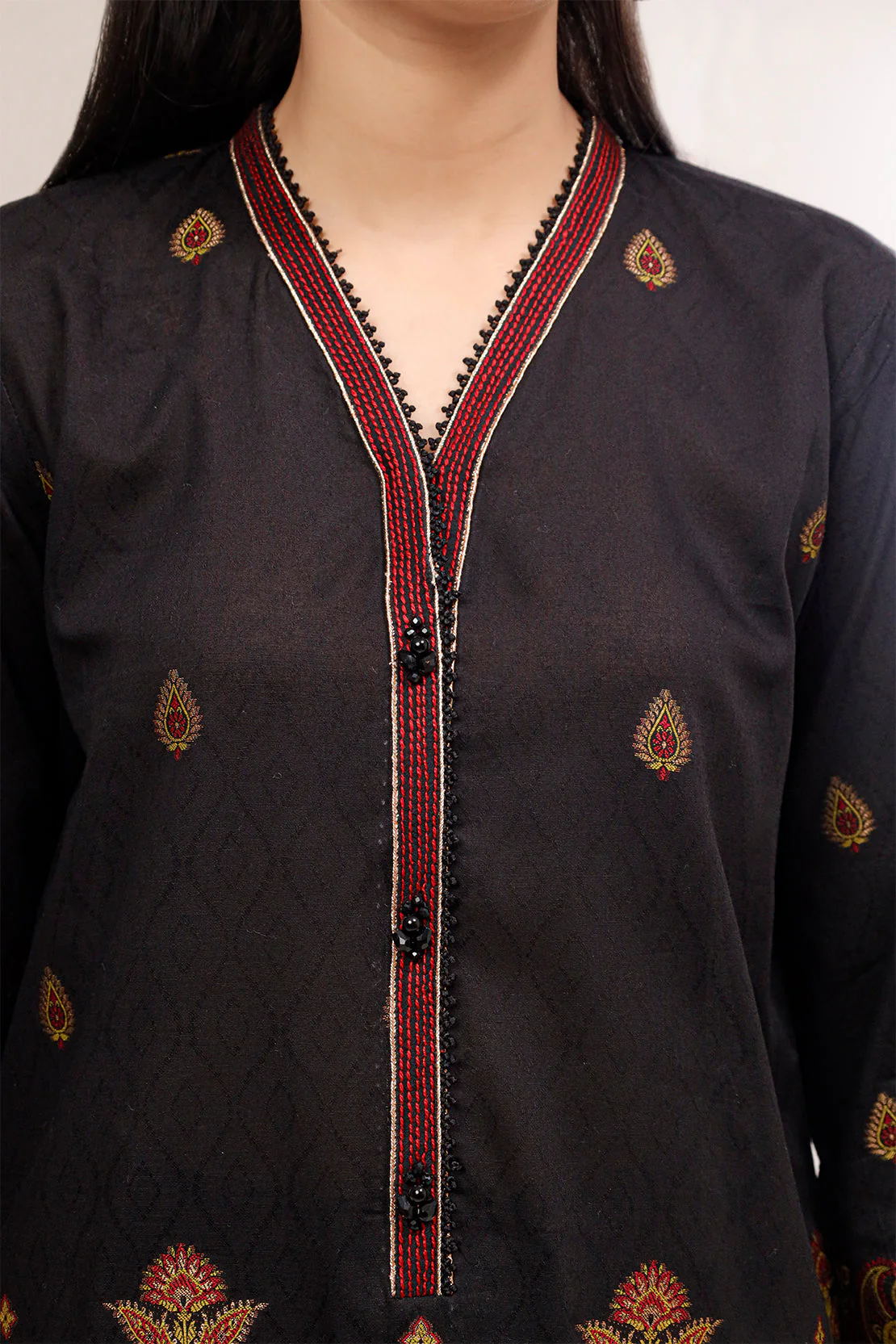Unstitched Embroidered  Cotton Jacquard 2 Piece (Shirt/Trouser) - Image 3