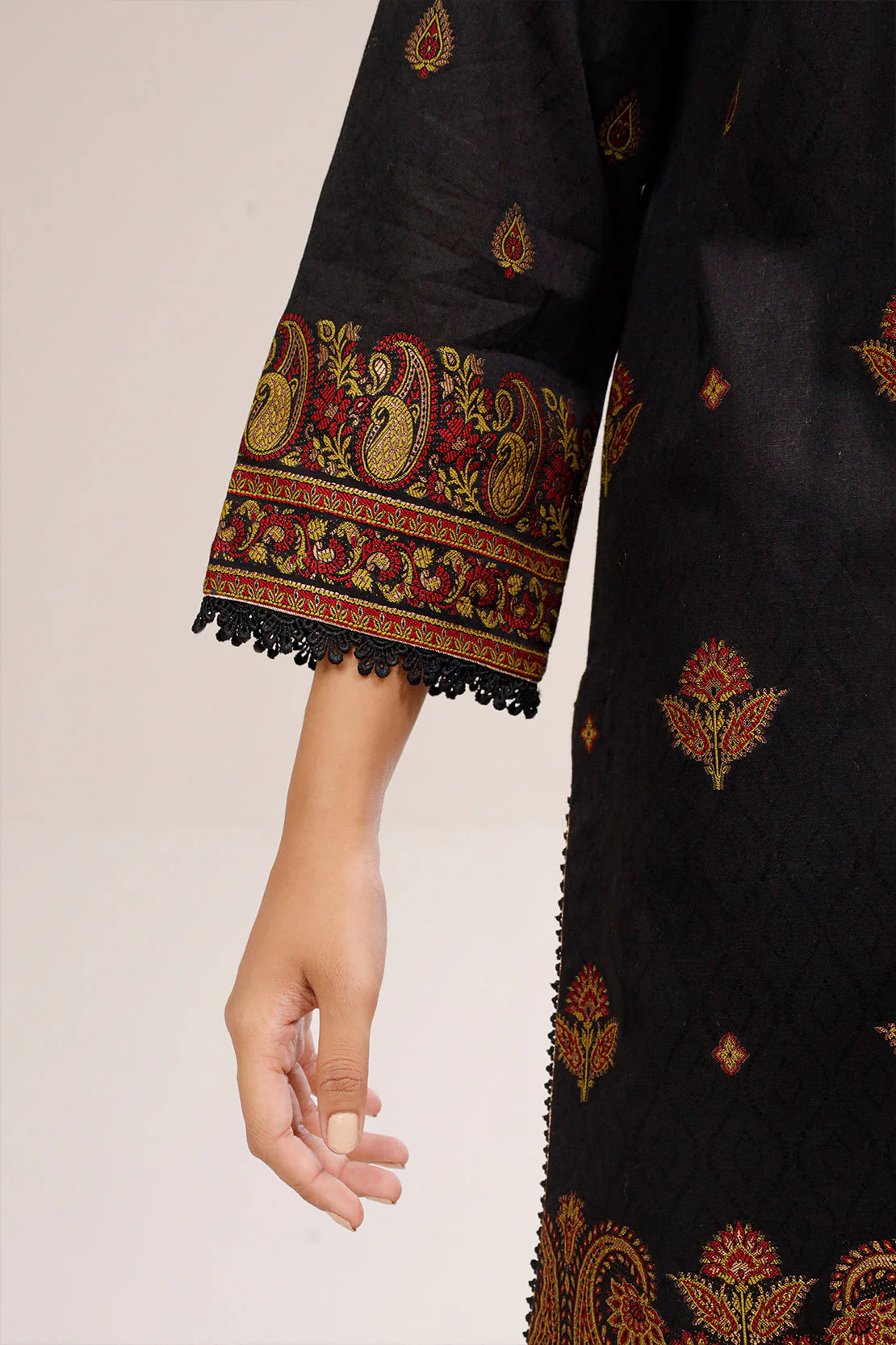 Unstitched Embroidered  Cotton Jacquard 2 Piece (Shirt/Trouser) - Image 4