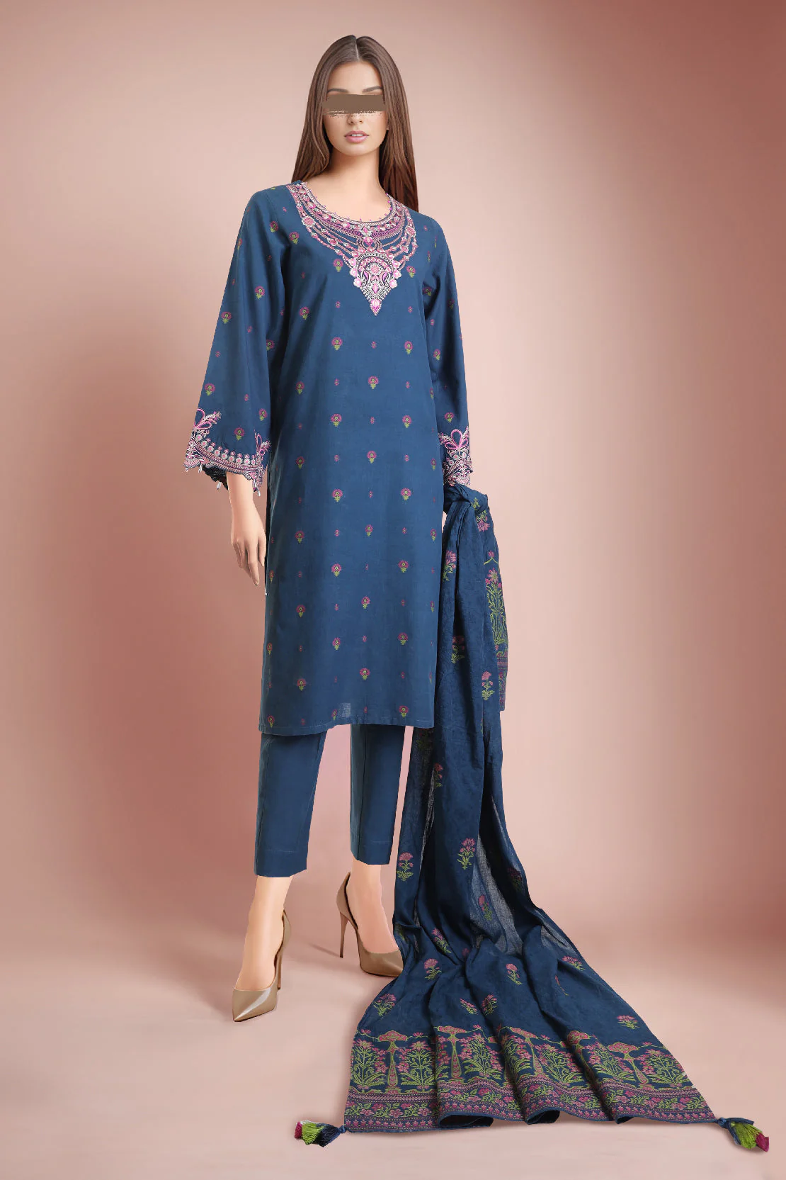 Unstitched Embroidered Cotton Jacquard 3 Piece