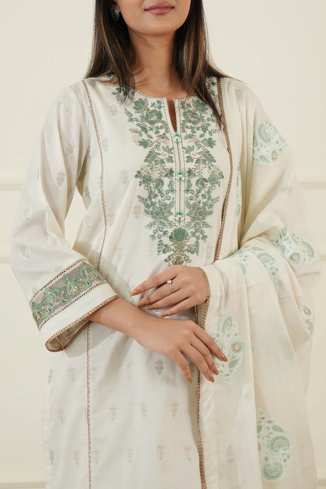 Unstitched Embroidered Cotton Jacquard  3 Piece