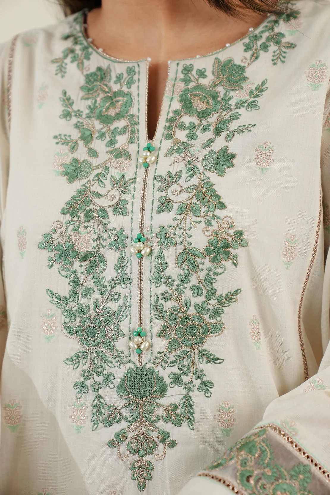 Unstitched Embroidered Cotton Jacquard  3 Piece - Image 6
