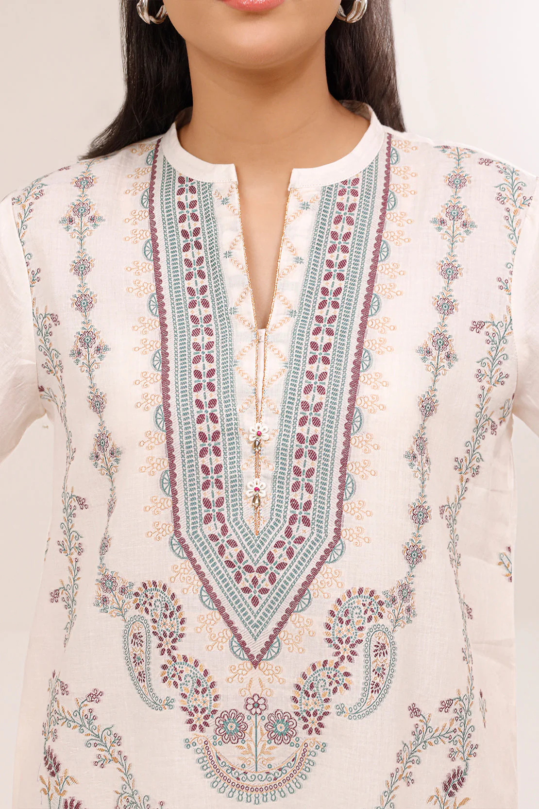 Unstitched Embroidered Cotton Jacquard  3 Piece - Image 3