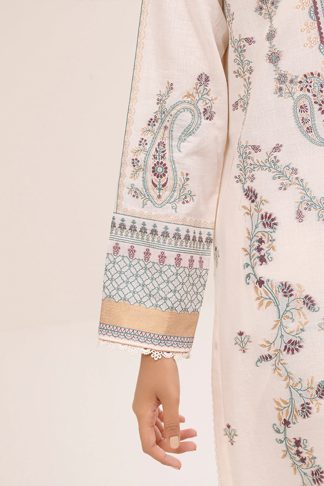 Unstitched Embroidered Cotton Jacquard  3 Piece - Image 4