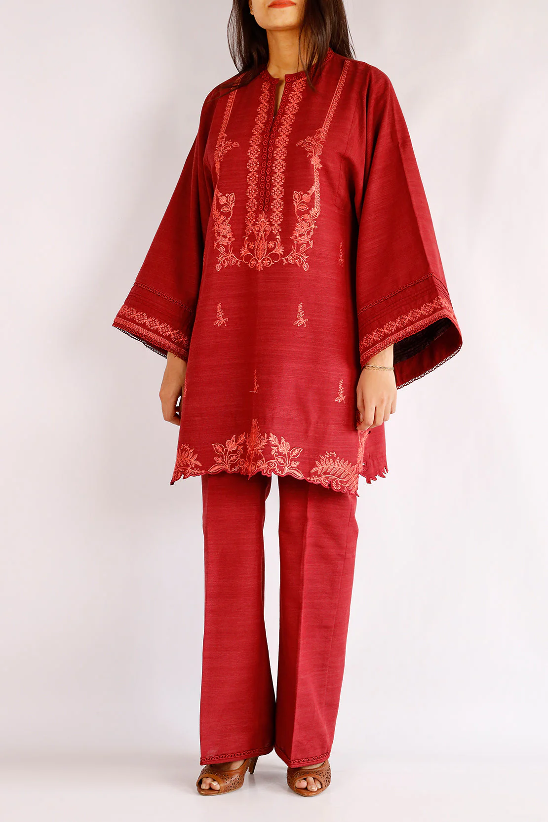 Unstitched Embroidered Cotton Khaddar 2 Piece (Shirt/Trouser)