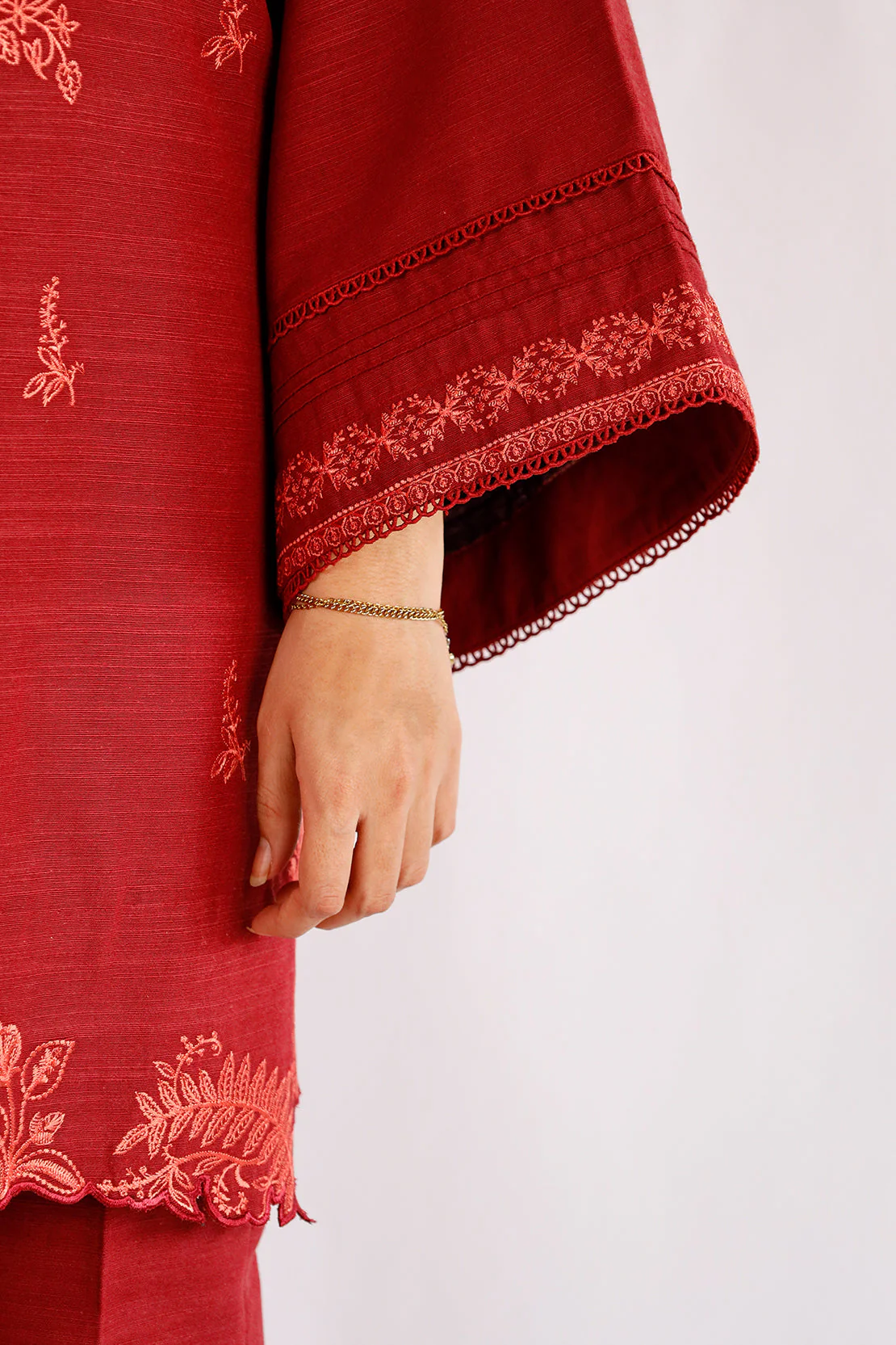 Unstitched Embroidered Cotton Khaddar 2 Piece (Shirt/Trouser) - Image 4