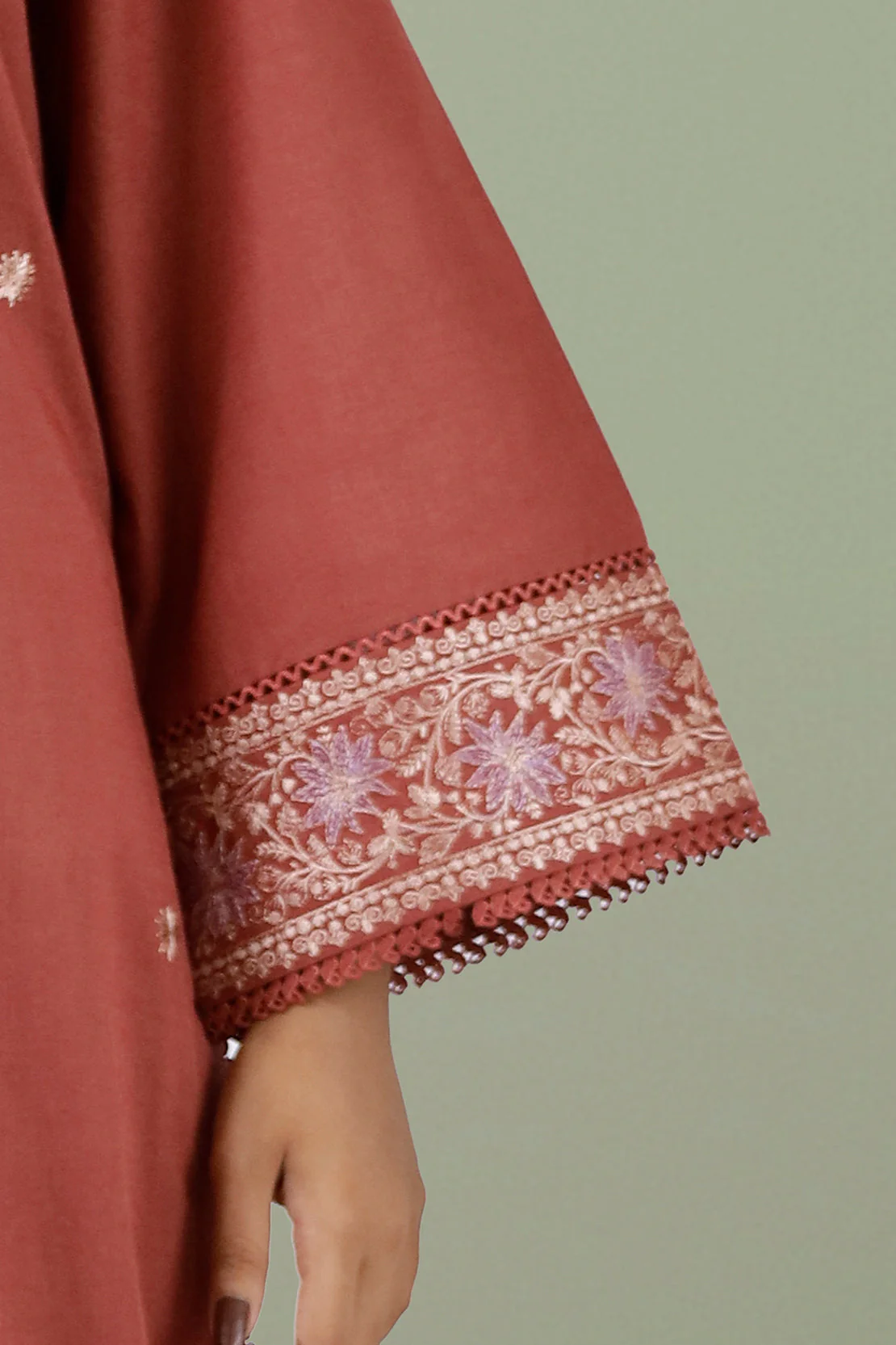 Unstitched Embroidered Cotton Khaddar 2 Piece (Shirt/Trouser) - Image 4