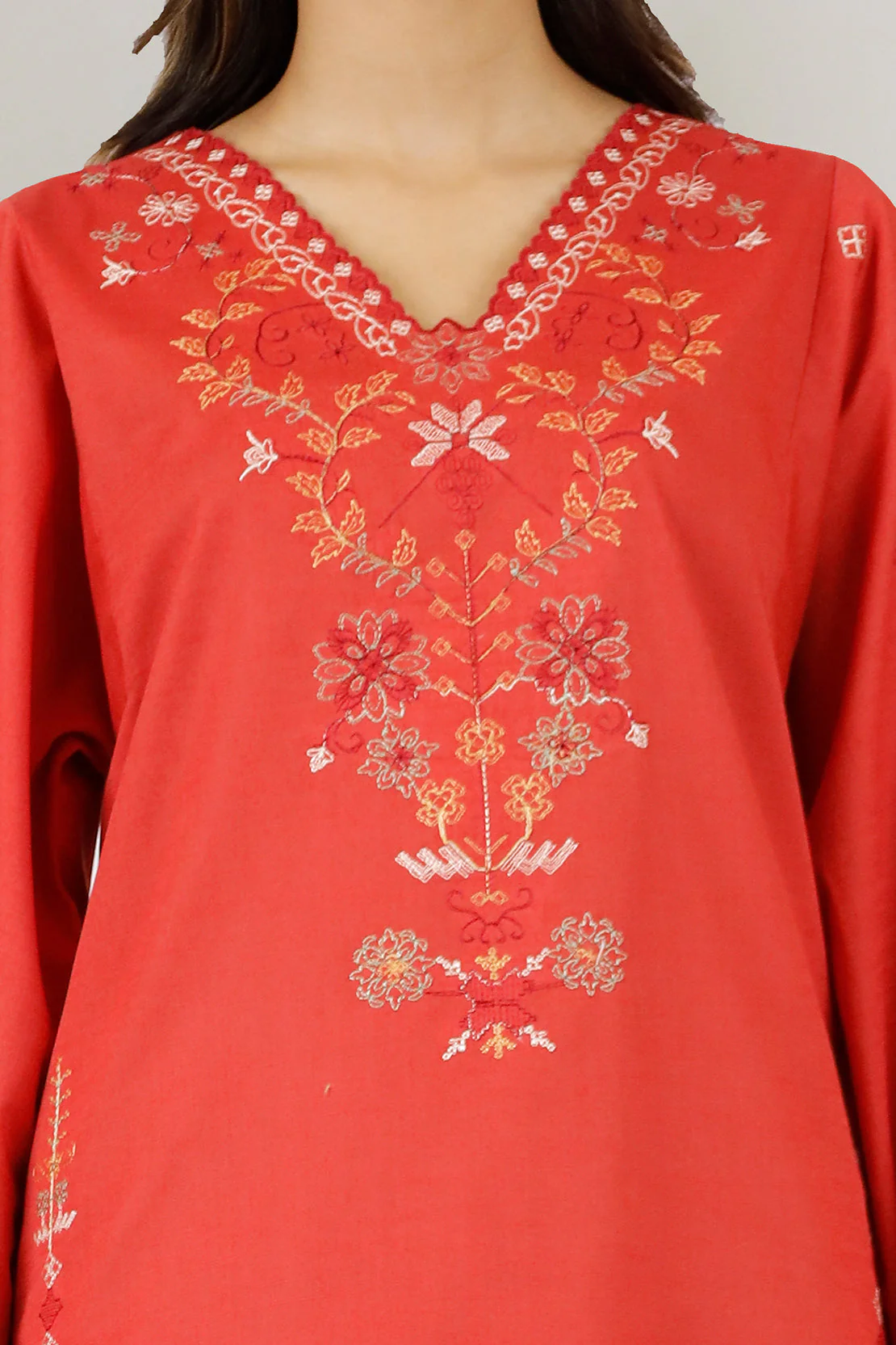 Unstitched Embroidered Cotton Khaddar 2 Piece (Shirt/Trouser) - Image 4