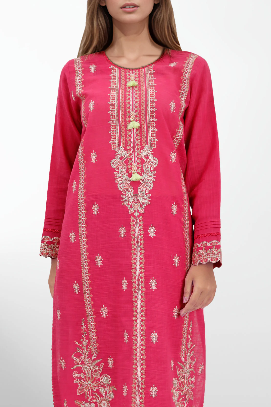 Unstitched Embroidered Cotton Khaddar 2 Piece (Shirt/Trouser) - Image 2