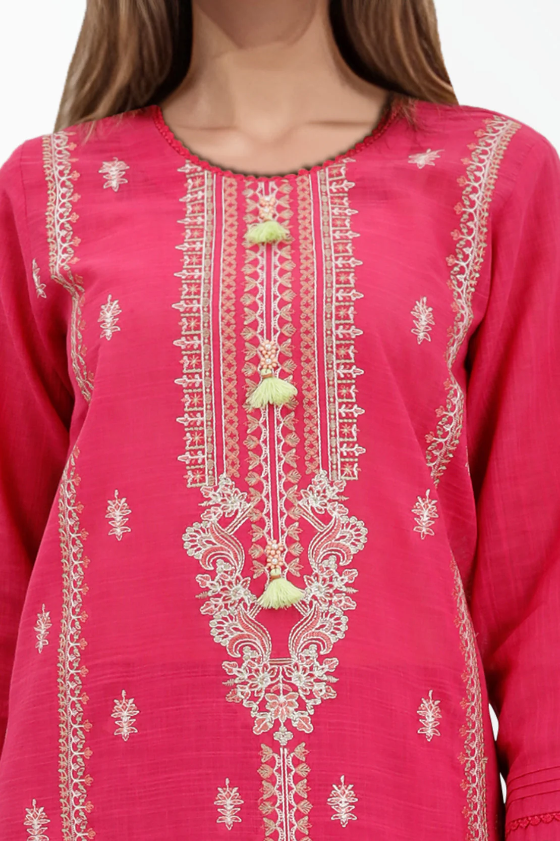 Unstitched Embroidered Cotton Khaddar 2 Piece (Shirt/Trouser) - Image 3
