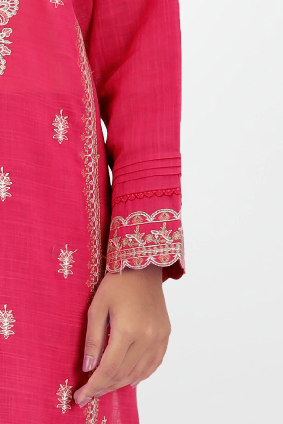 Unstitched Embroidered Cotton Khaddar 2 Piece (Shirt/Trouser) - Image 4