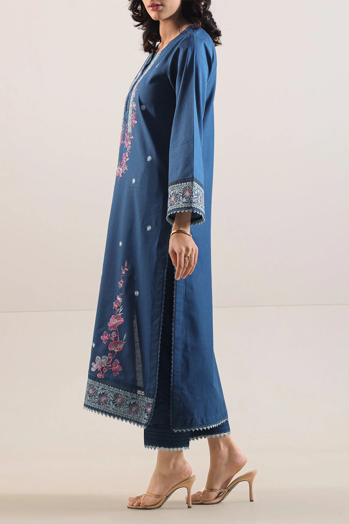 Unstitched Embroidered Cotton Khaddar 2 Piece (Shirt/Trouser) - Image 2