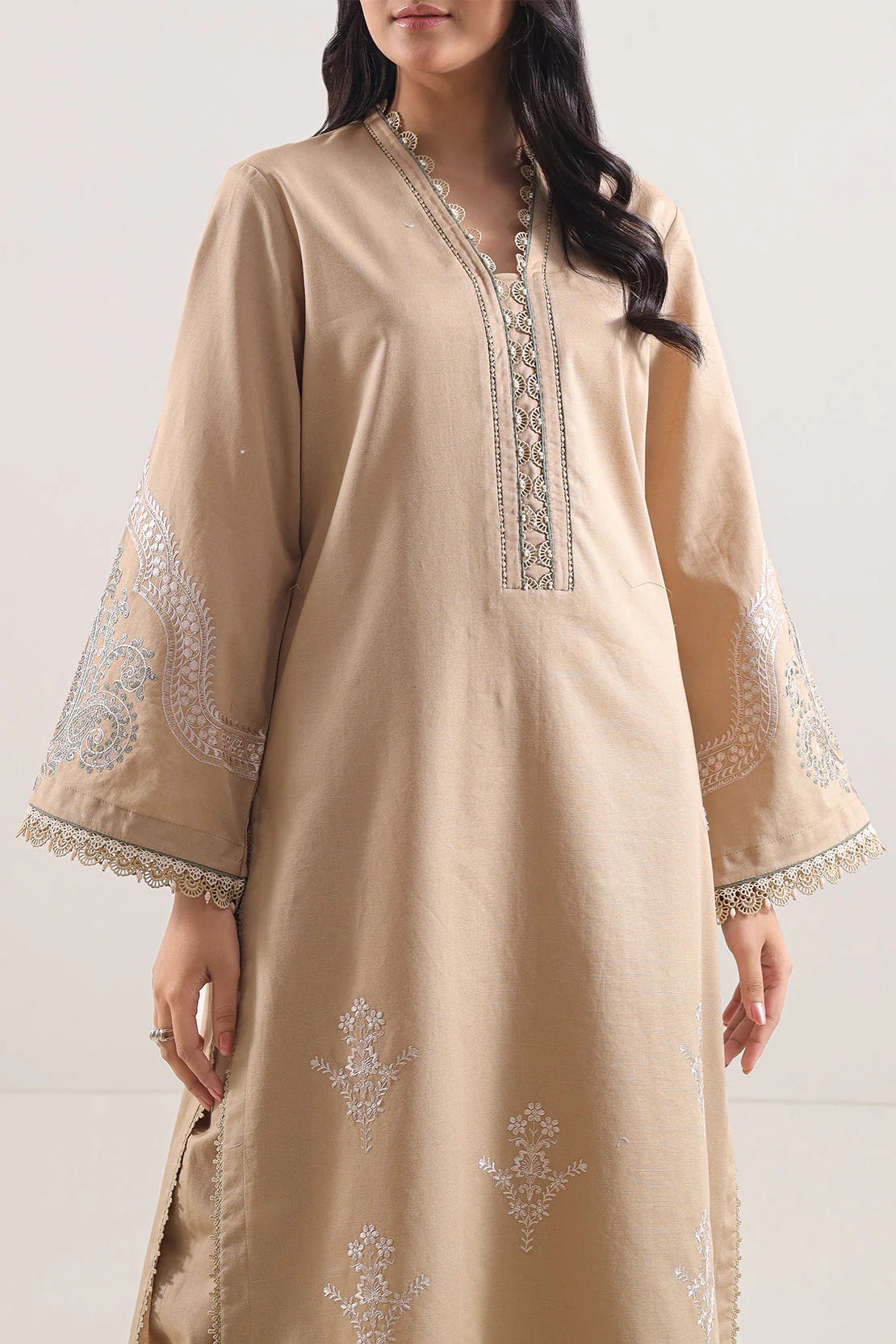 Unstitched Embroidered Cotton Khaddar 2 Piece (Shirt/Trouser) - Image 2