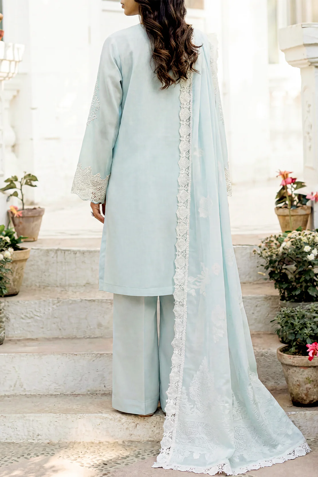 Unstitched Embroidered Cotton Net 2 Piece (Shirt/Trouser) - Image 4