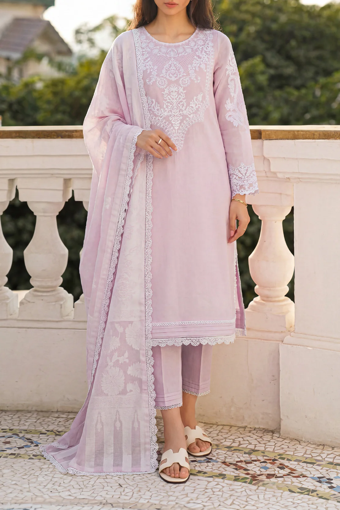 Unstitched Embroidered Cotton Net 3 Piece