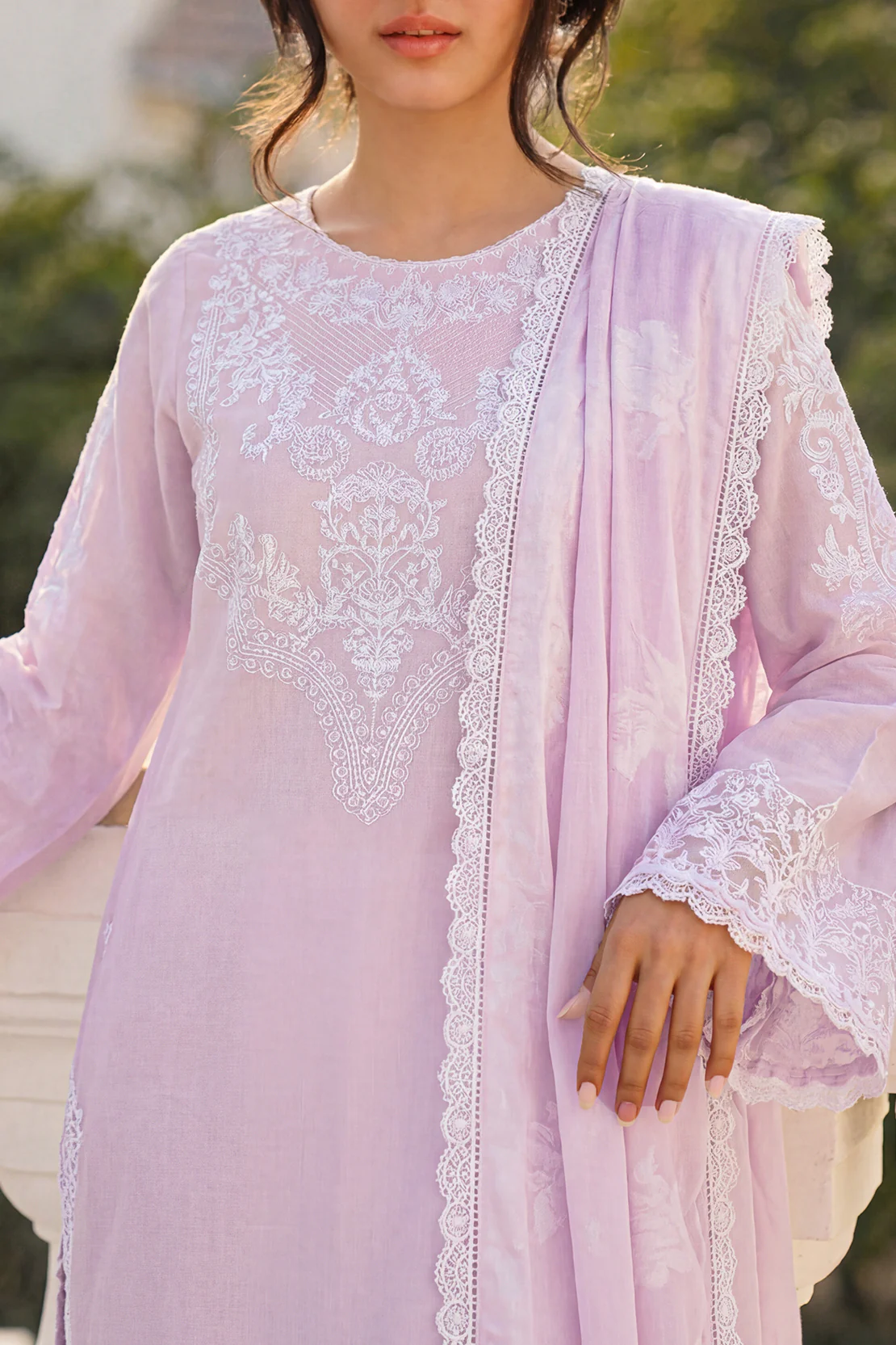 Unstitched Embroidered Cotton Net 3 Piece - Image 3