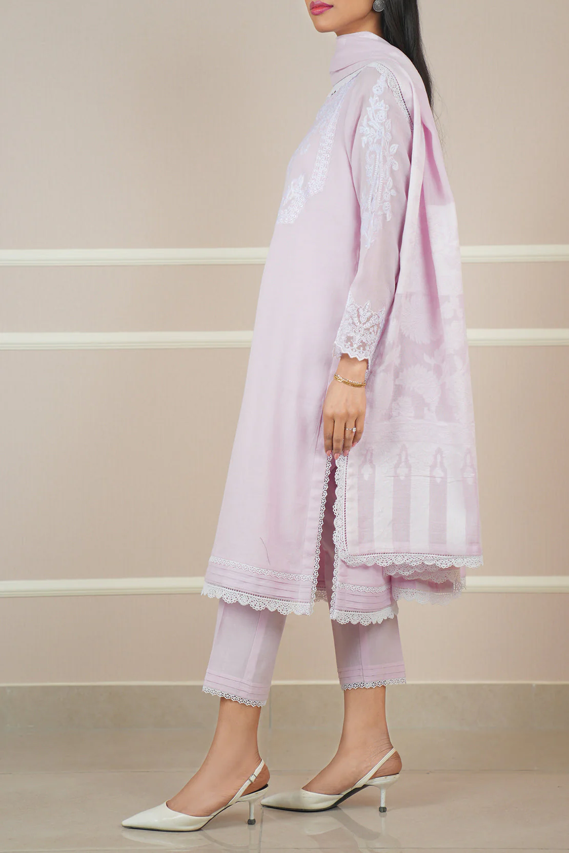 Unstitched Embroidered Cotton Net 3 Piece - Image 4