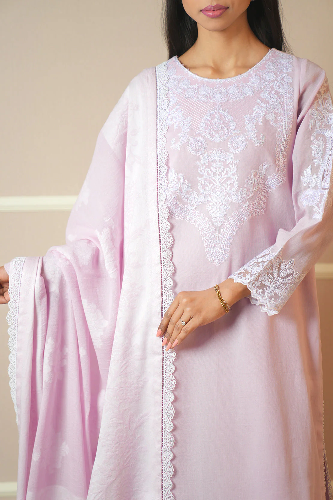 Unstitched Embroidered Cotton Net 3 Piece - Image 7
