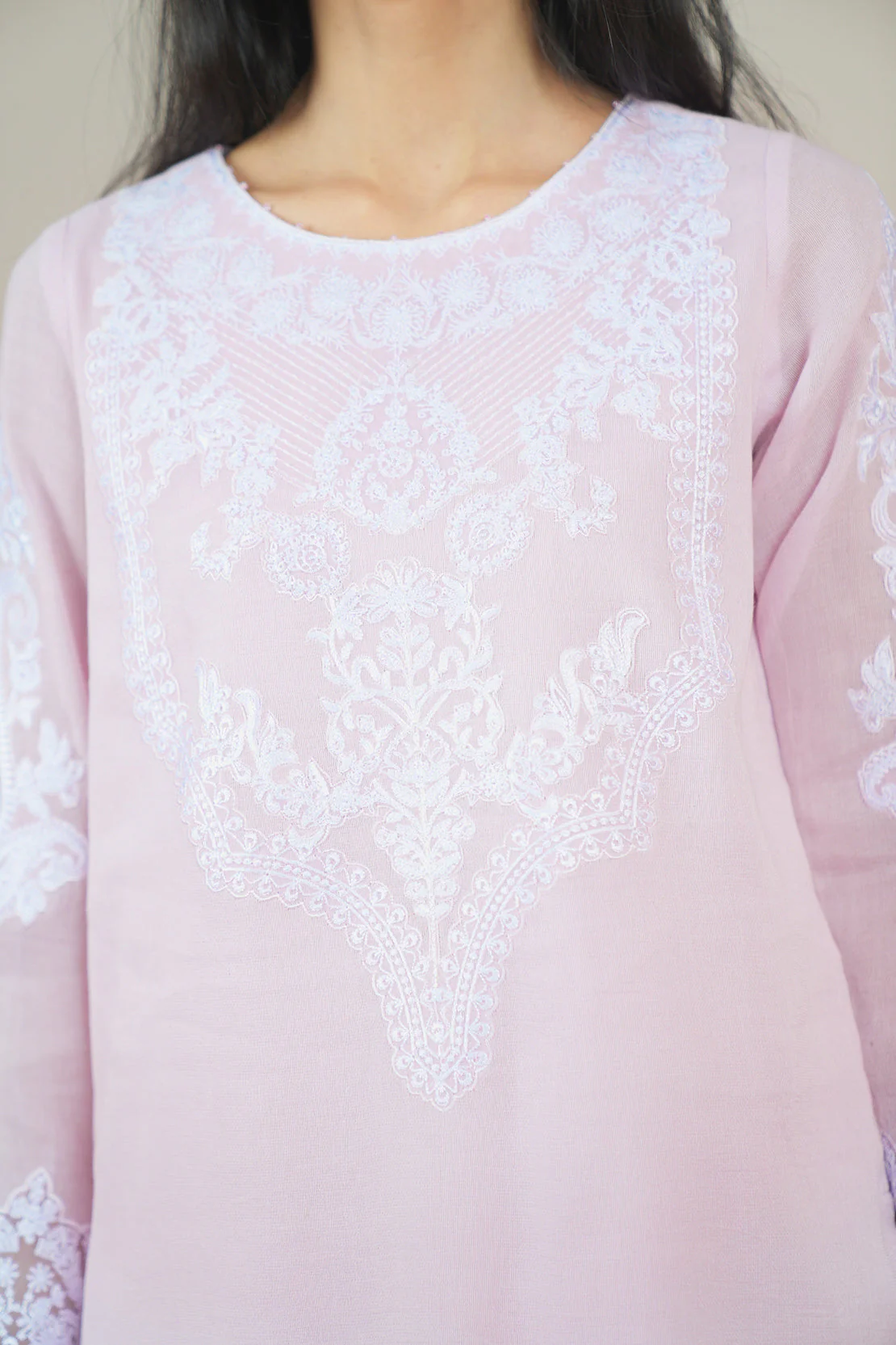 Unstitched Embroidered Cotton Net 3 Piece - Image 8