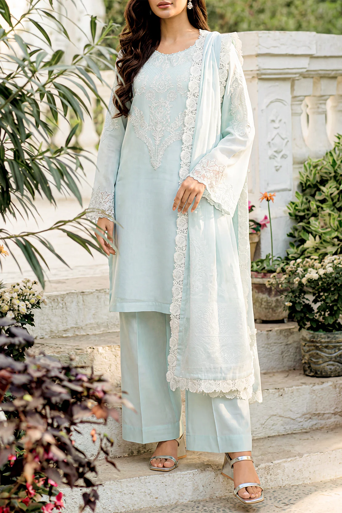 Unstitched Embroidered Cotton Net 3 Piece