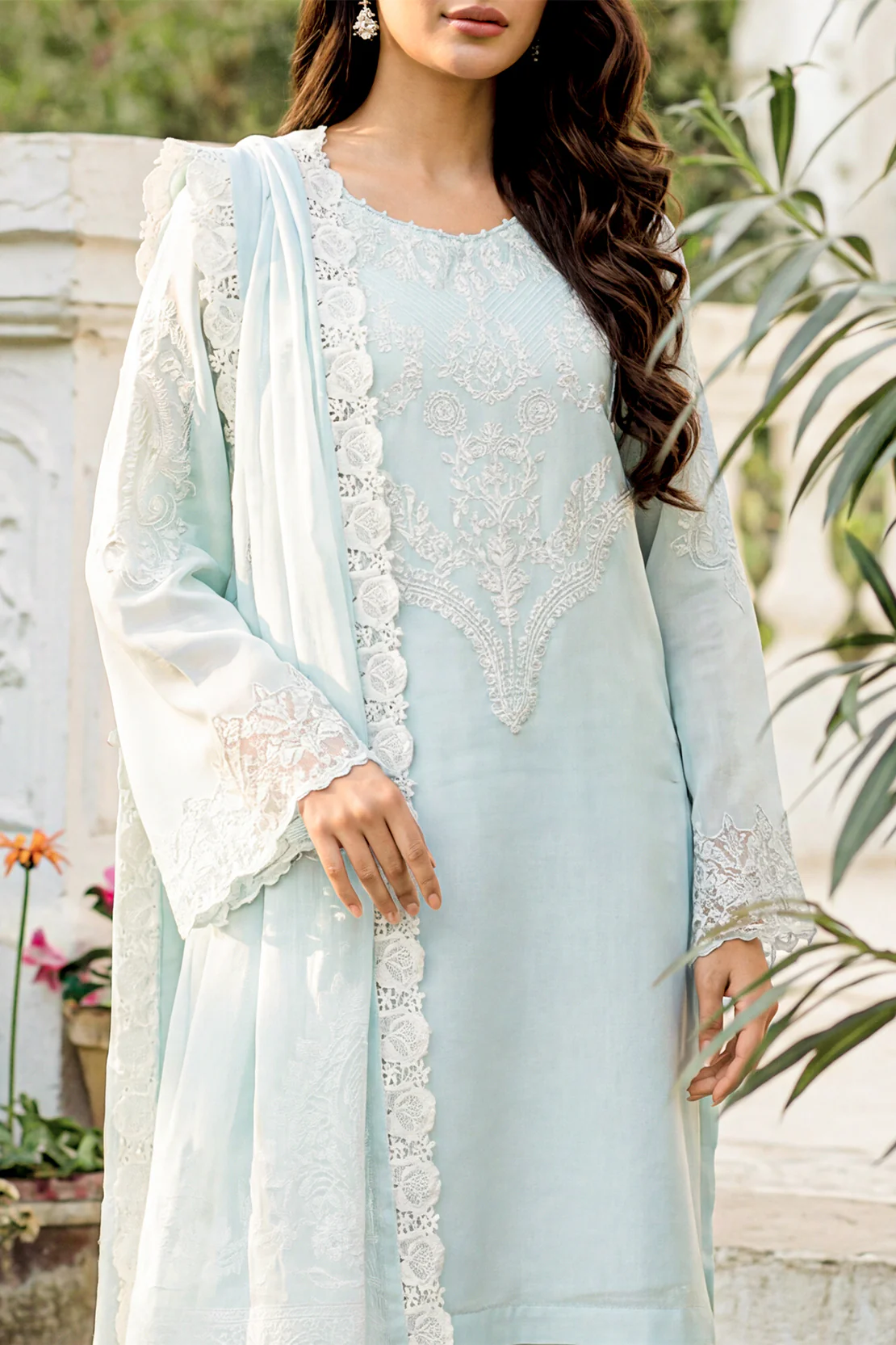 Unstitched Embroidered Cotton Net 3 Piece - Image 3