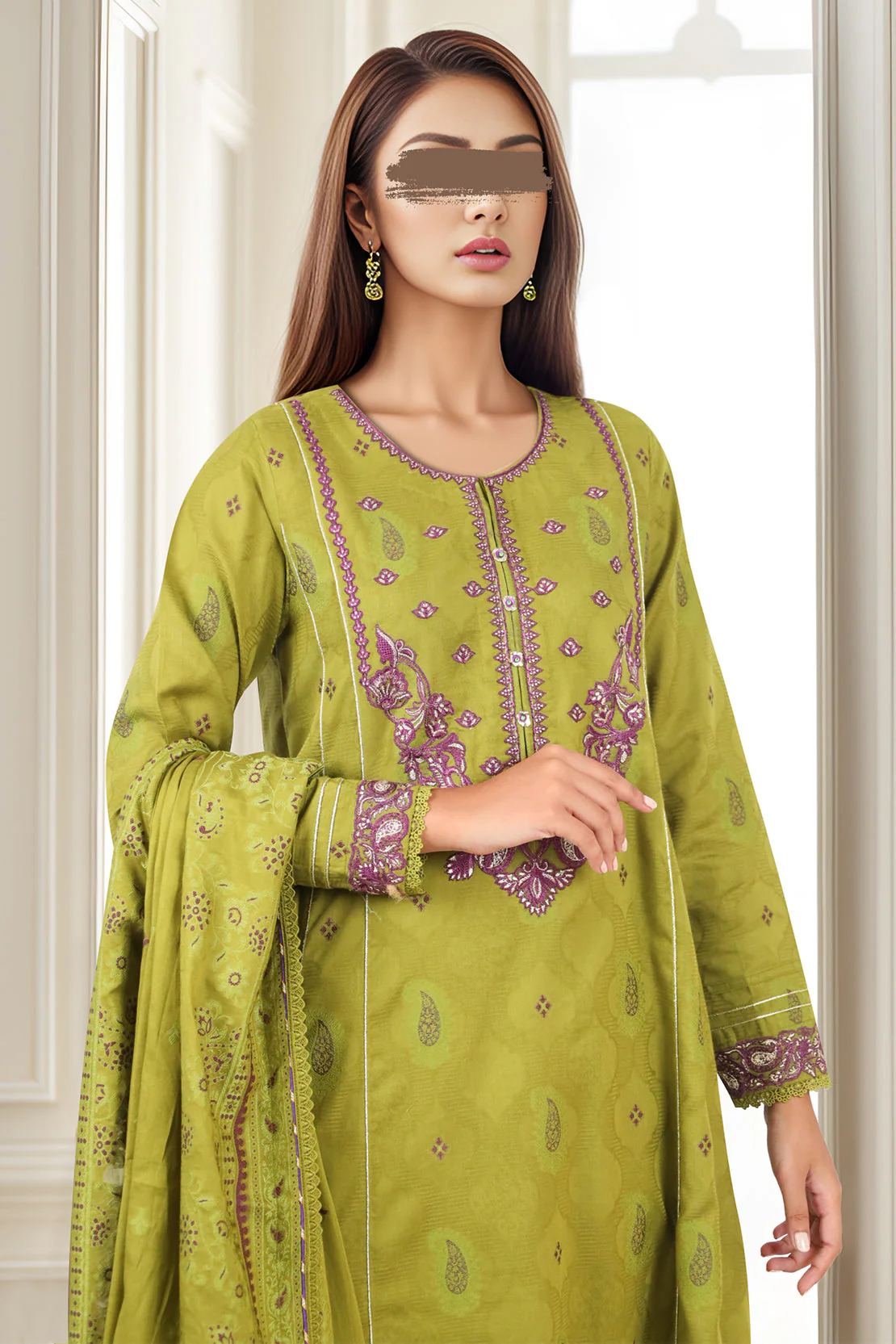 Unstitched Embroidered Jacquard 2 Piece (Shirt/Trouser) - Image 3