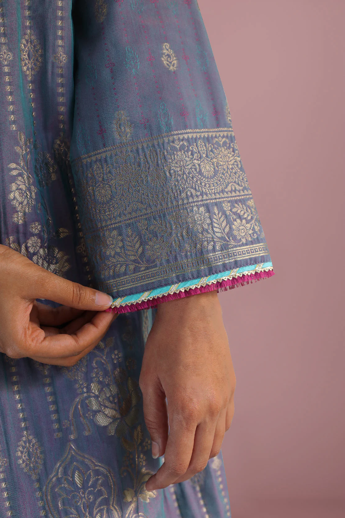 Unstitched Embroidered Jacquard Cotton 2 Piece (Shirt/Dupatta) - Image 4