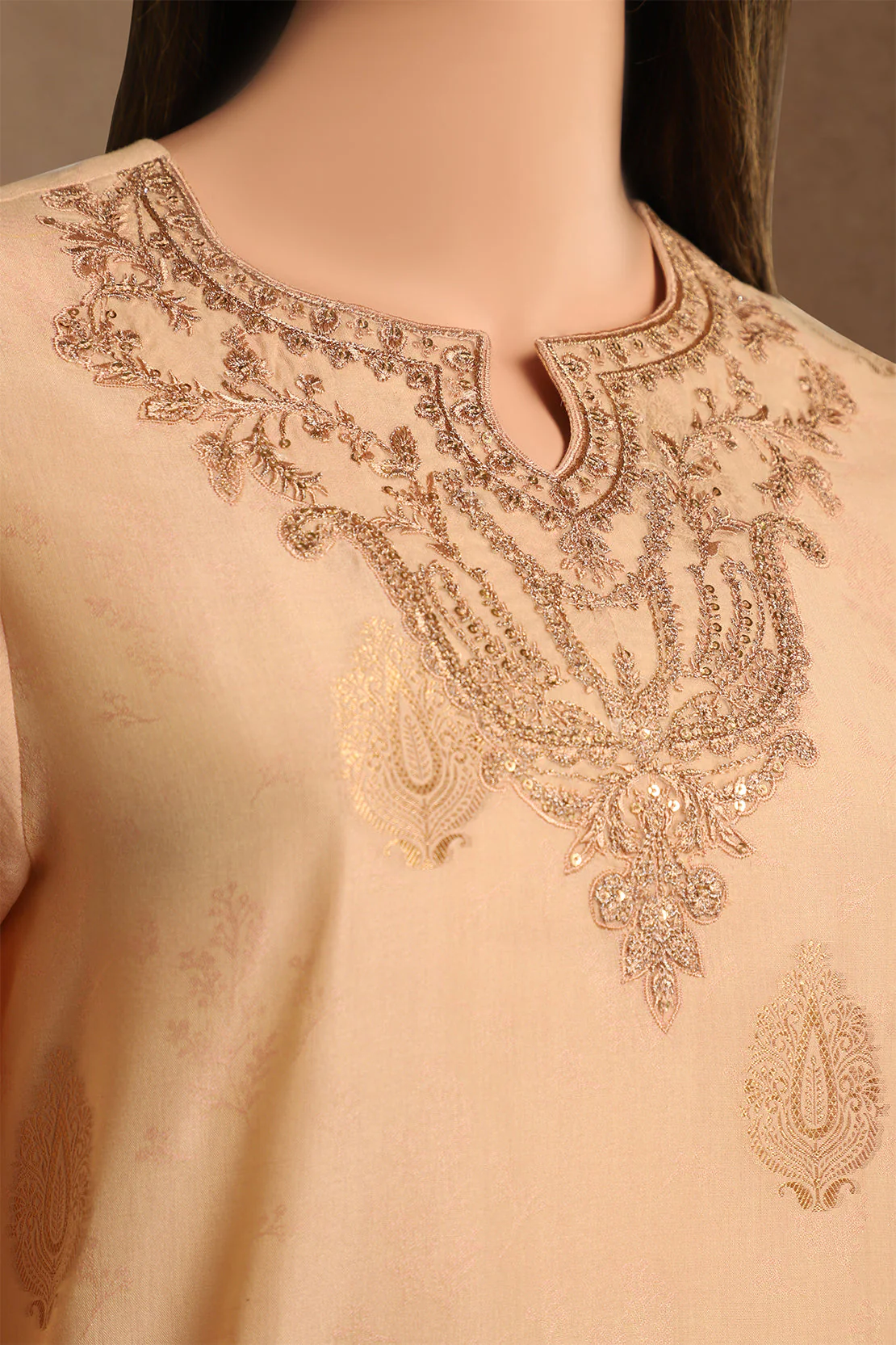 Unstitched Embroidered Jacquard Cotton 2 Piece (Shirt/Dupatta) - Image 3