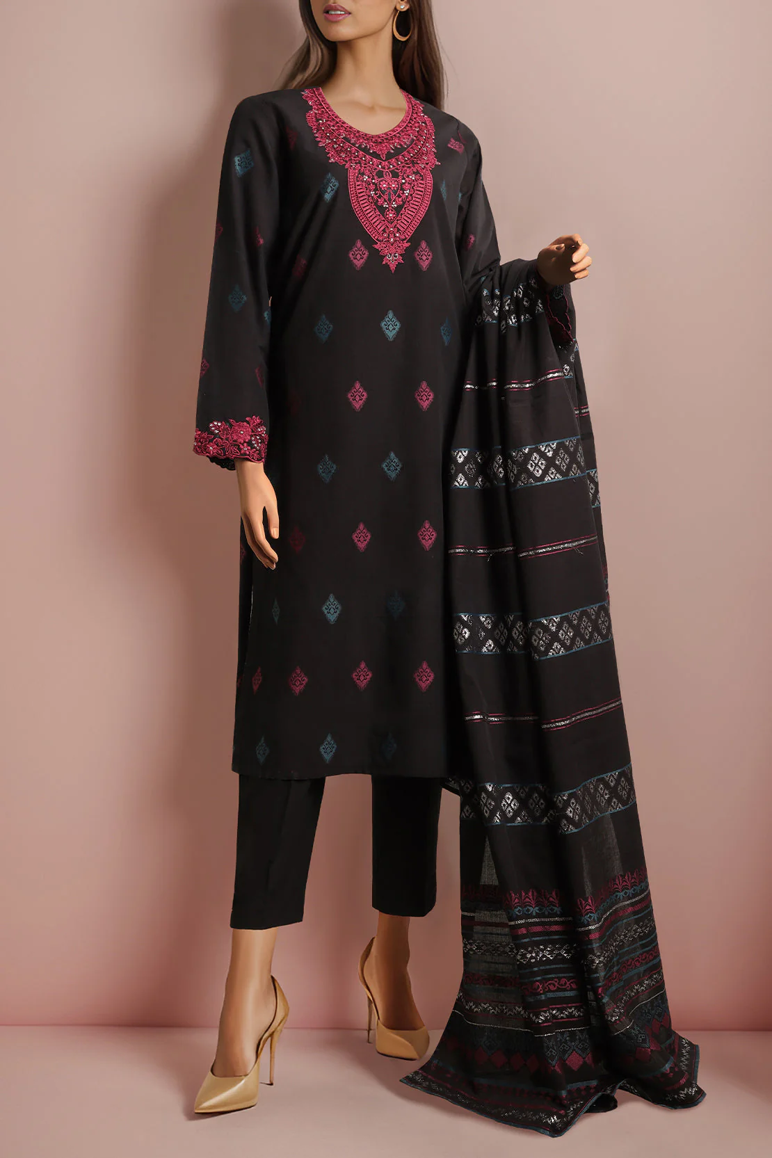 Unstitched Embroidered Jacquard Cotton 2 Piece (Shirt/Trouser) - Image 2