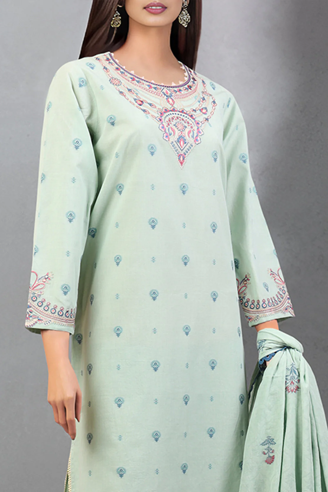 Unstitched Embroidered Jacquard Cotton 2 Piece (Shirt/Trouser)