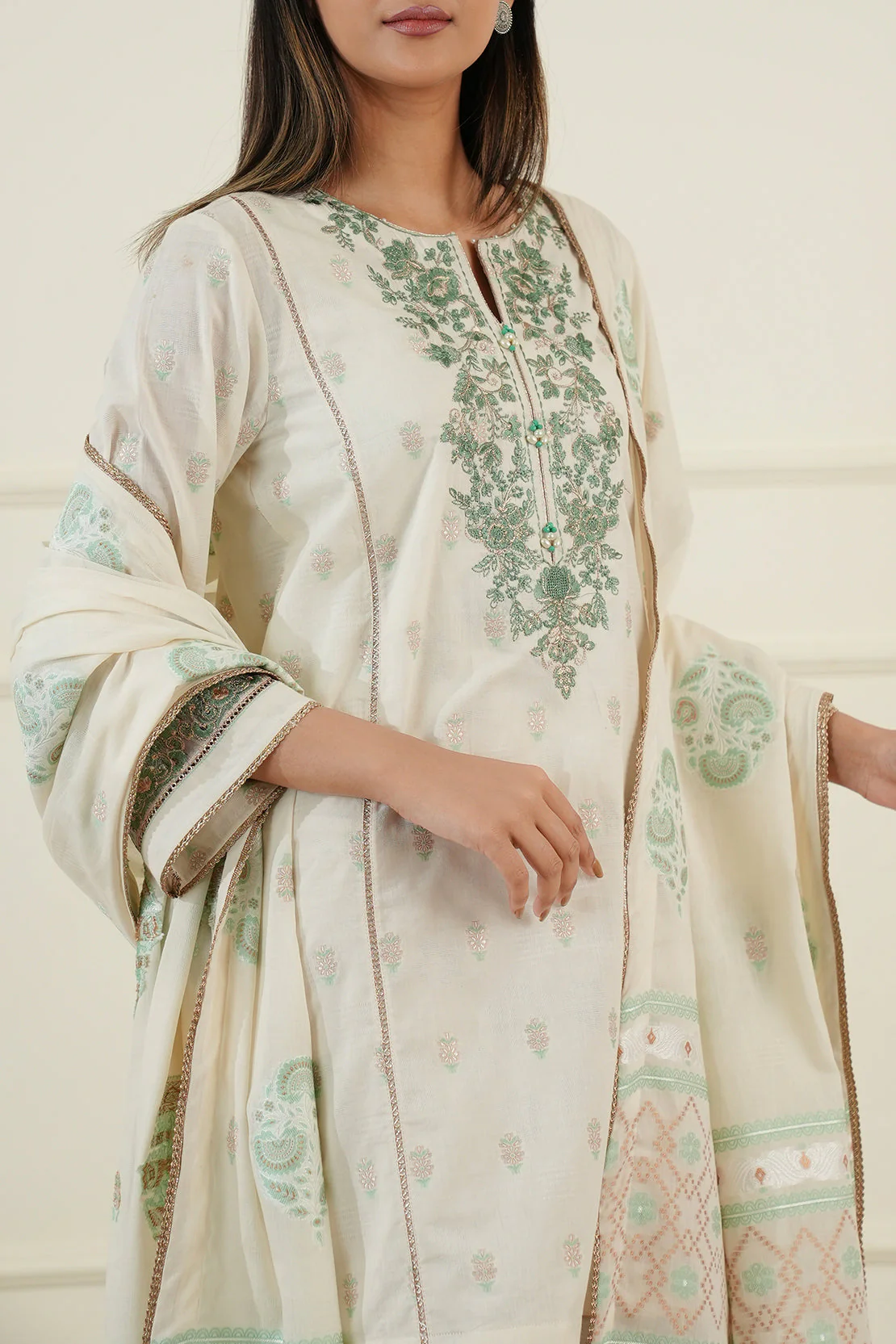 Unstitched Embroidered Jacquard Cotton 2 Piece (Shirt/Trouser) - Image 4