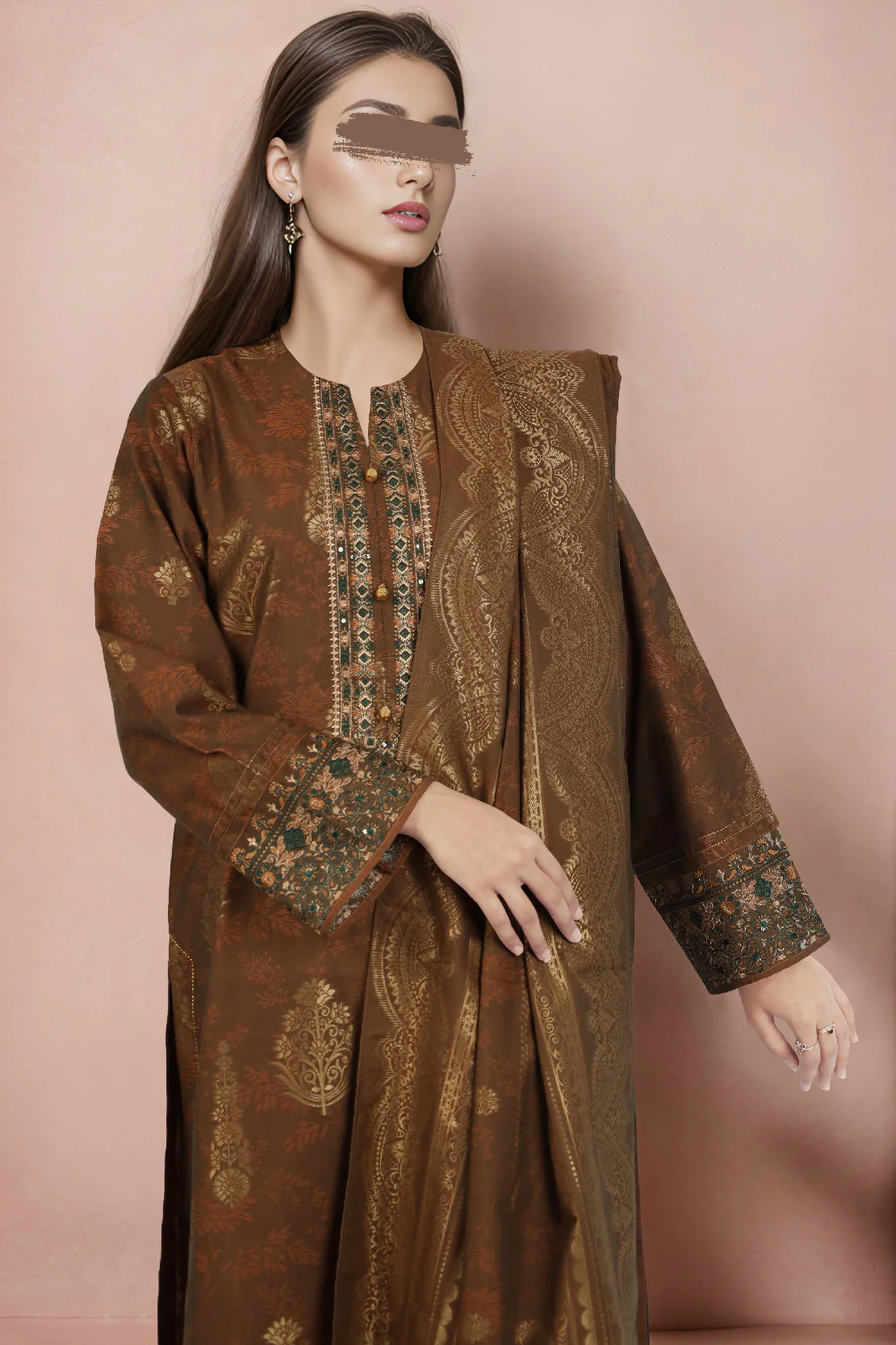 Unstitched Embroidered Jacquard Cotton 3 Piece - Image 2