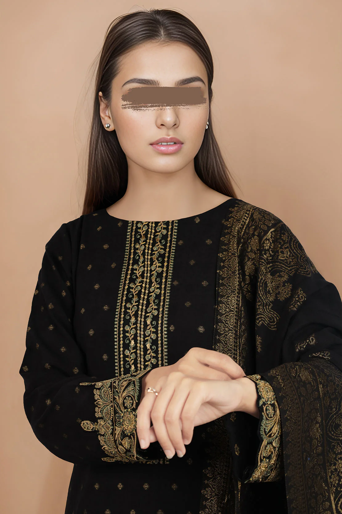Unstitched Embroidered Jacquard Cotton 3 Piece - Image 2