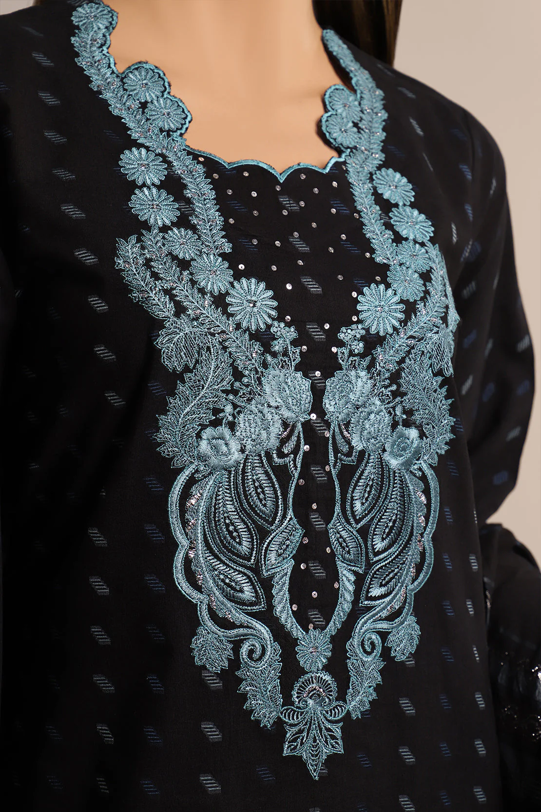 Unstitched Embroidered Jacquard Cotton 3 Piece - Image 2