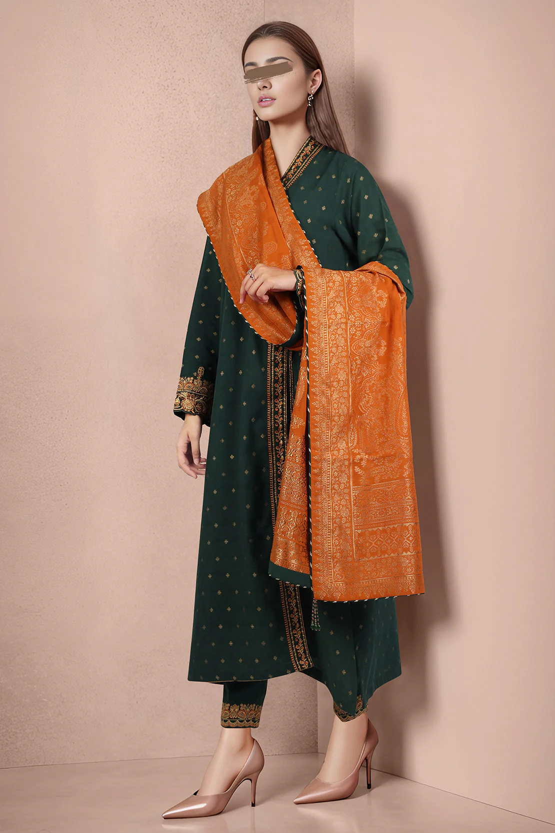 Unstitched Embroidered Jacquard Cotton 3 Piece - Image 3