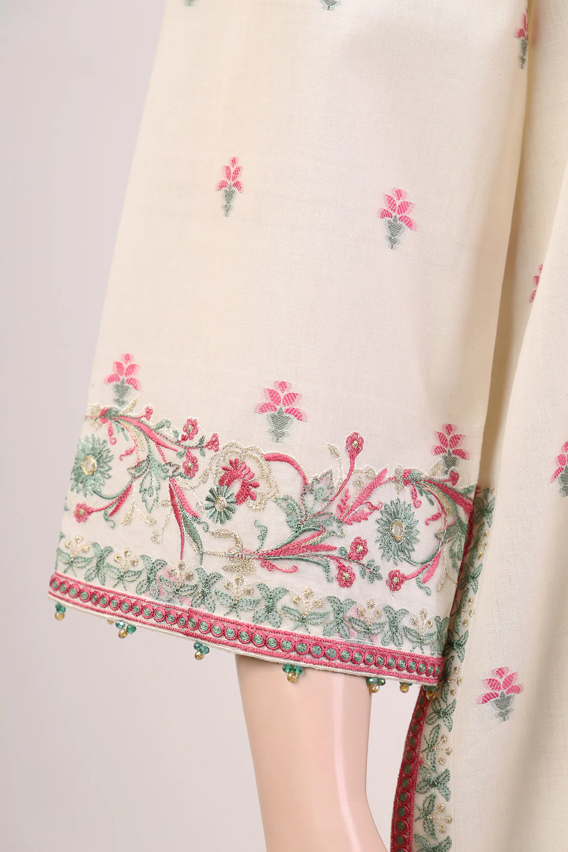 Unstitched Embroidered Jacquard Cotton 3 Piece - Image 4