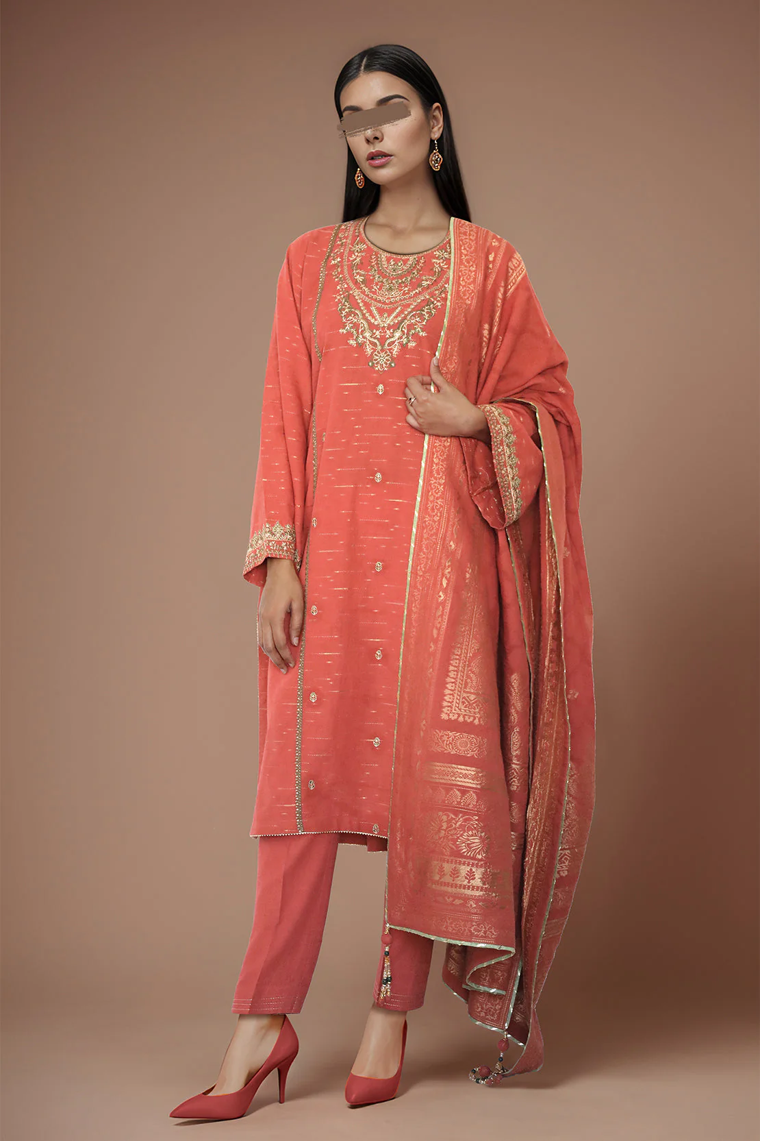 Unstitched Embroidered Jacquard Cotton 3 Piece