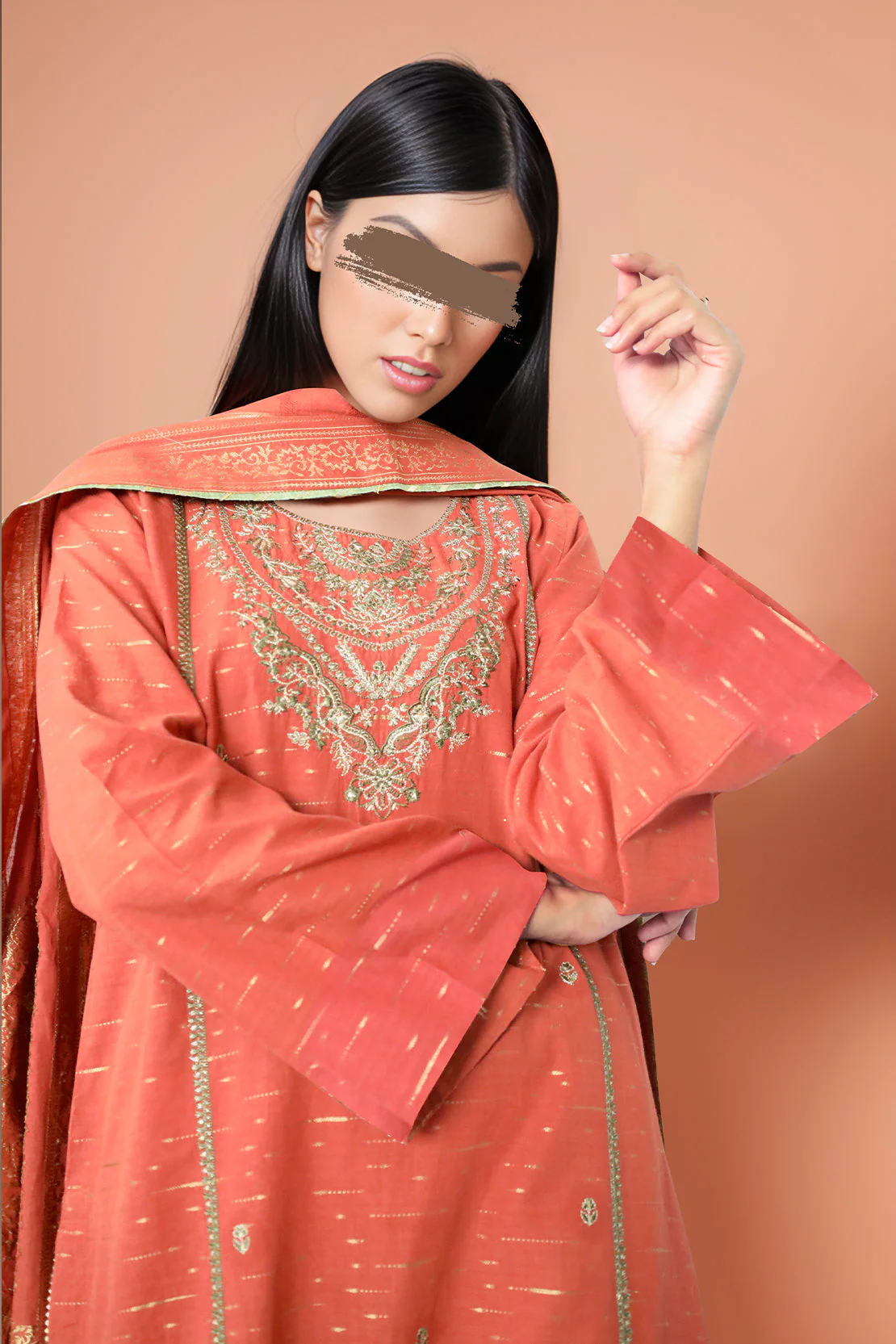 Unstitched Embroidered Jacquard Cotton 3 Piece - Image 2