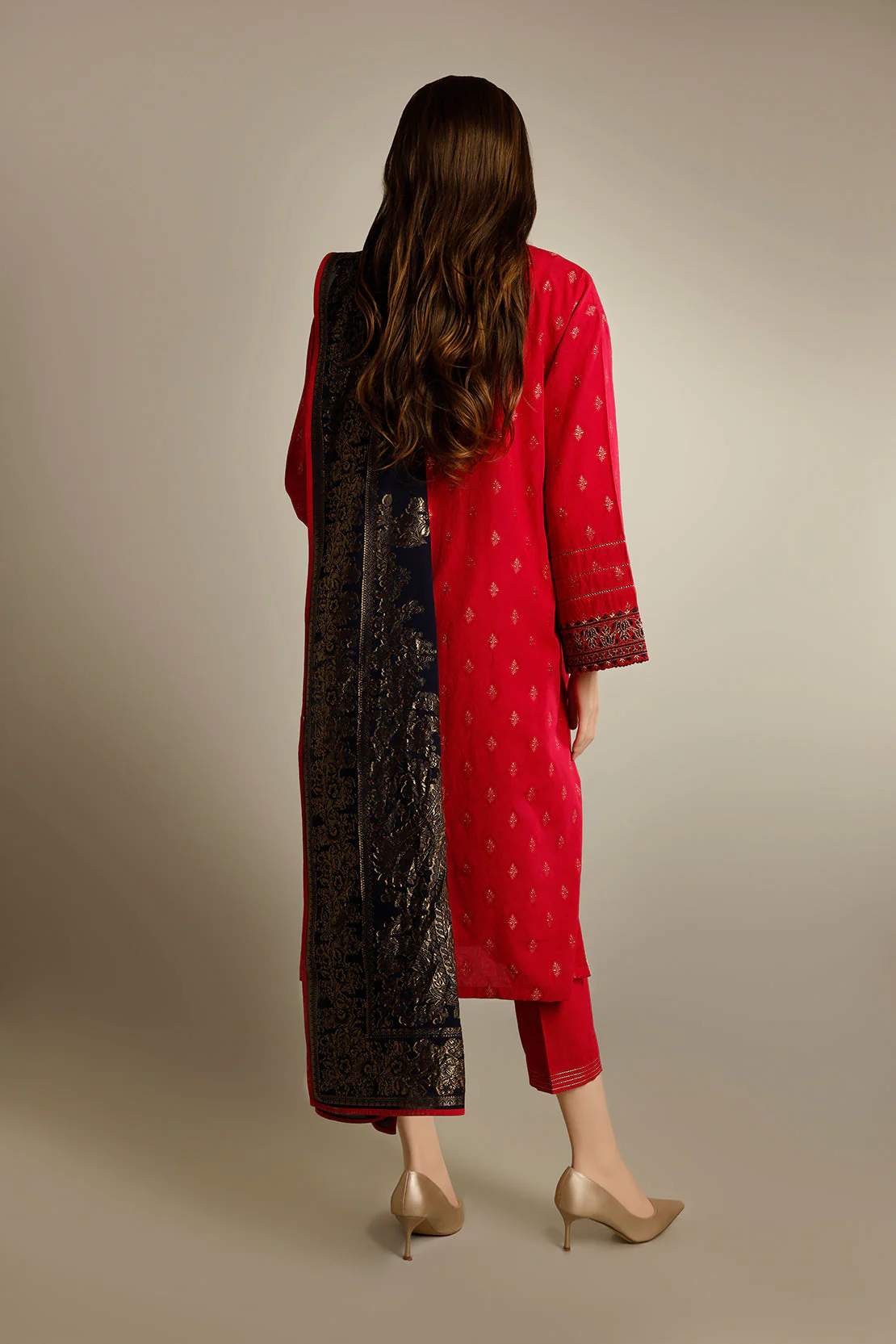 Unstitched Embroidered Jacquard Cotton 3 Piece - Image 2