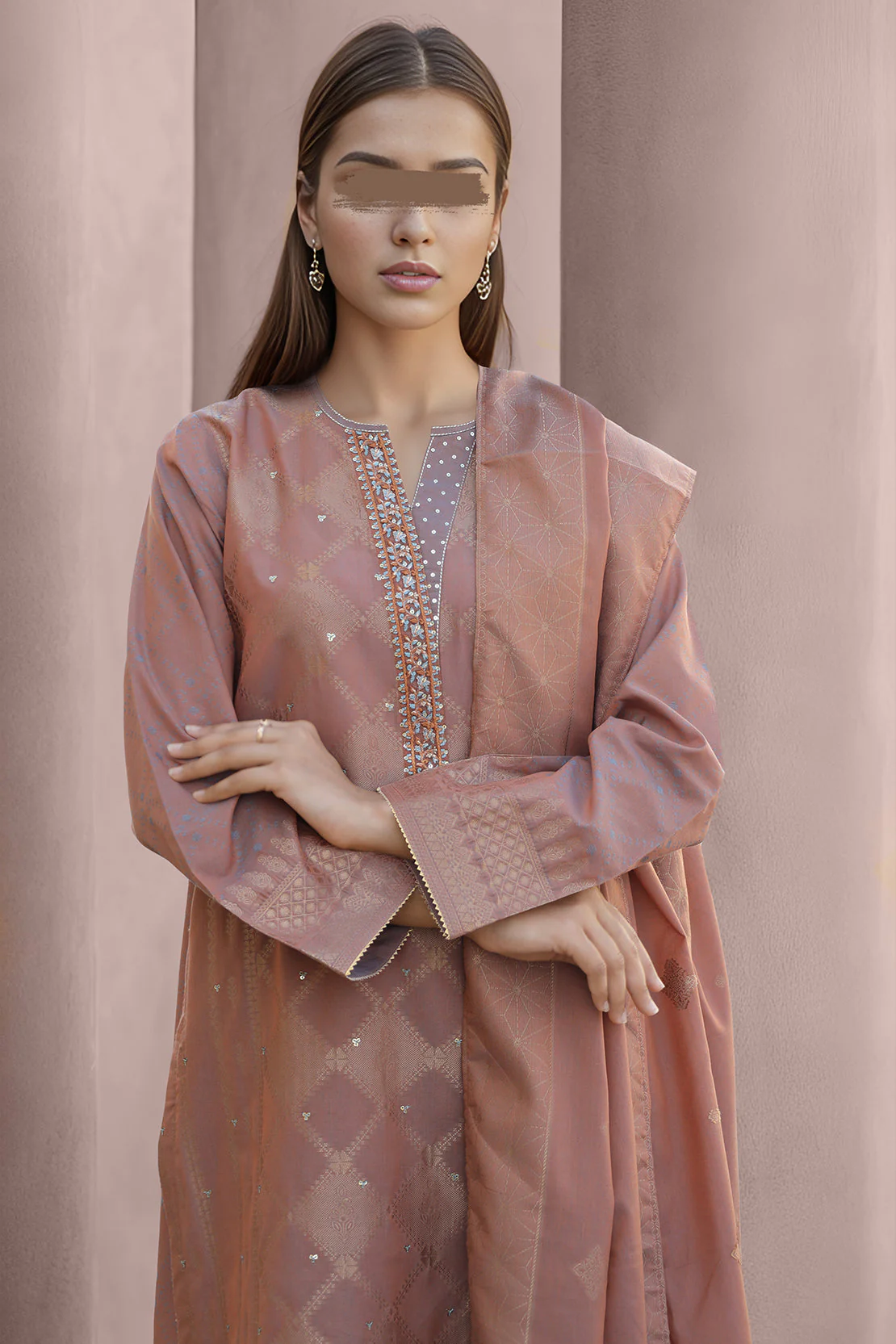 Unstitched Embroidered Jacquard Cotton 3 Piece - Image 2