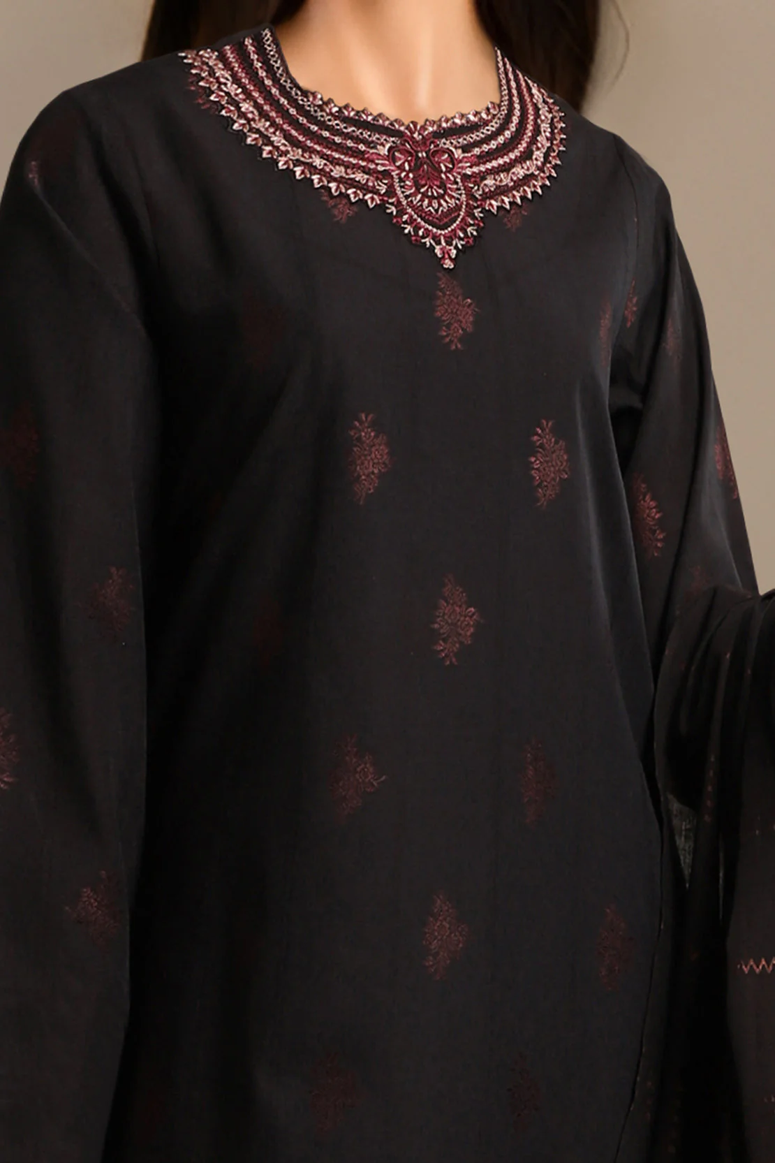 Unstitched Embroidered Jacquard Cotton 3 Piece - Image 2