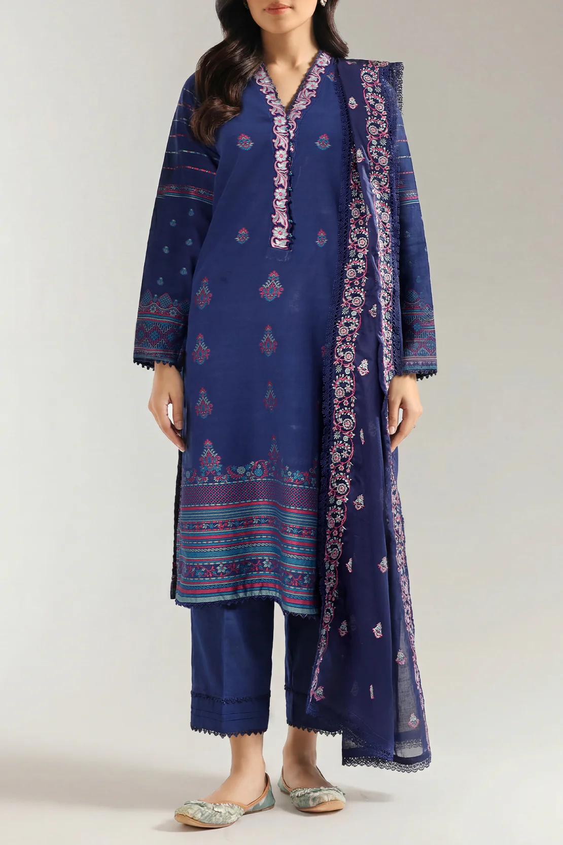 Unstitched Embroidered Jacquard Cotton Shirt