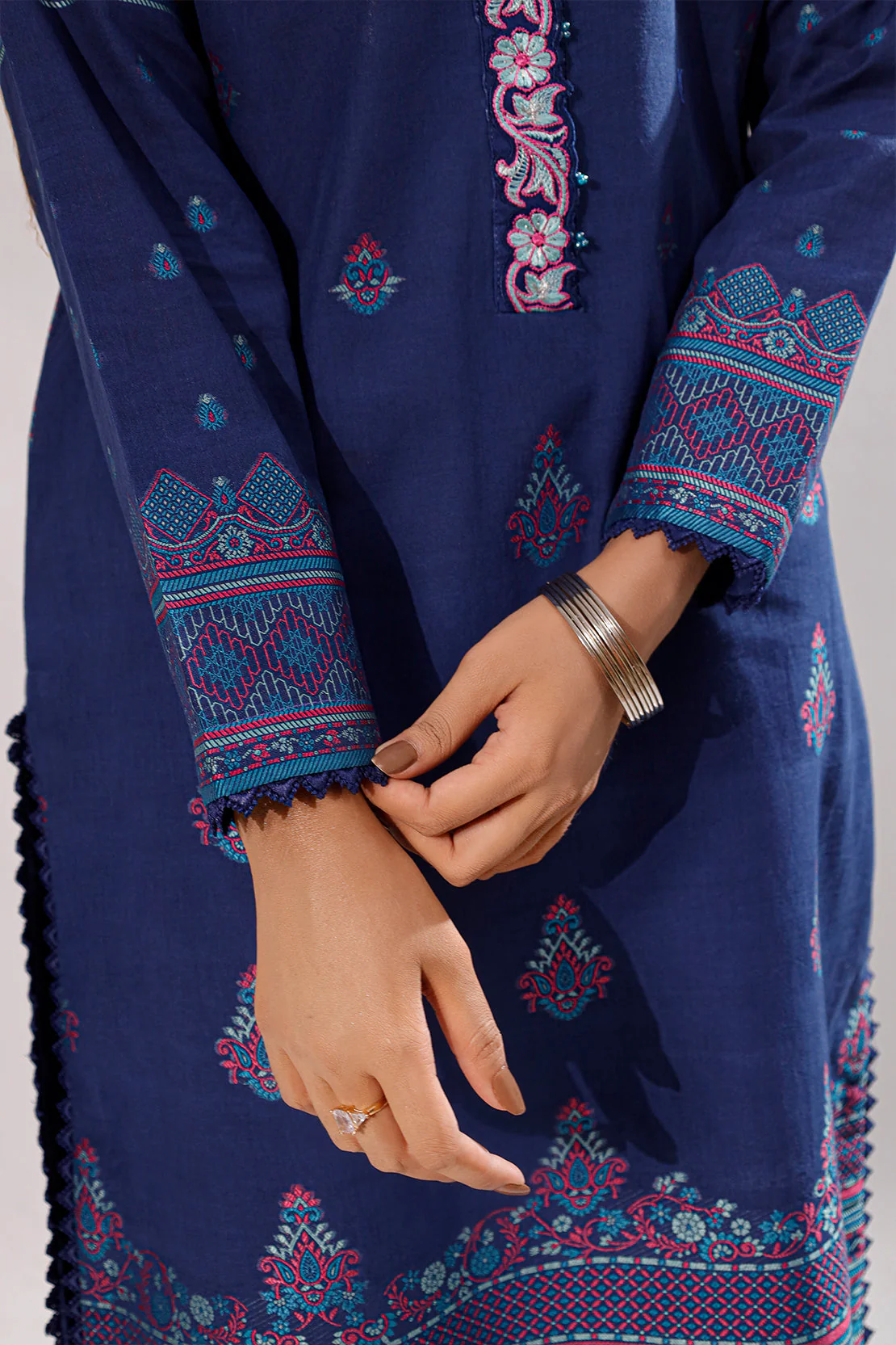 Unstitched Embroidered Jacquard Cotton Shirt - Image 3