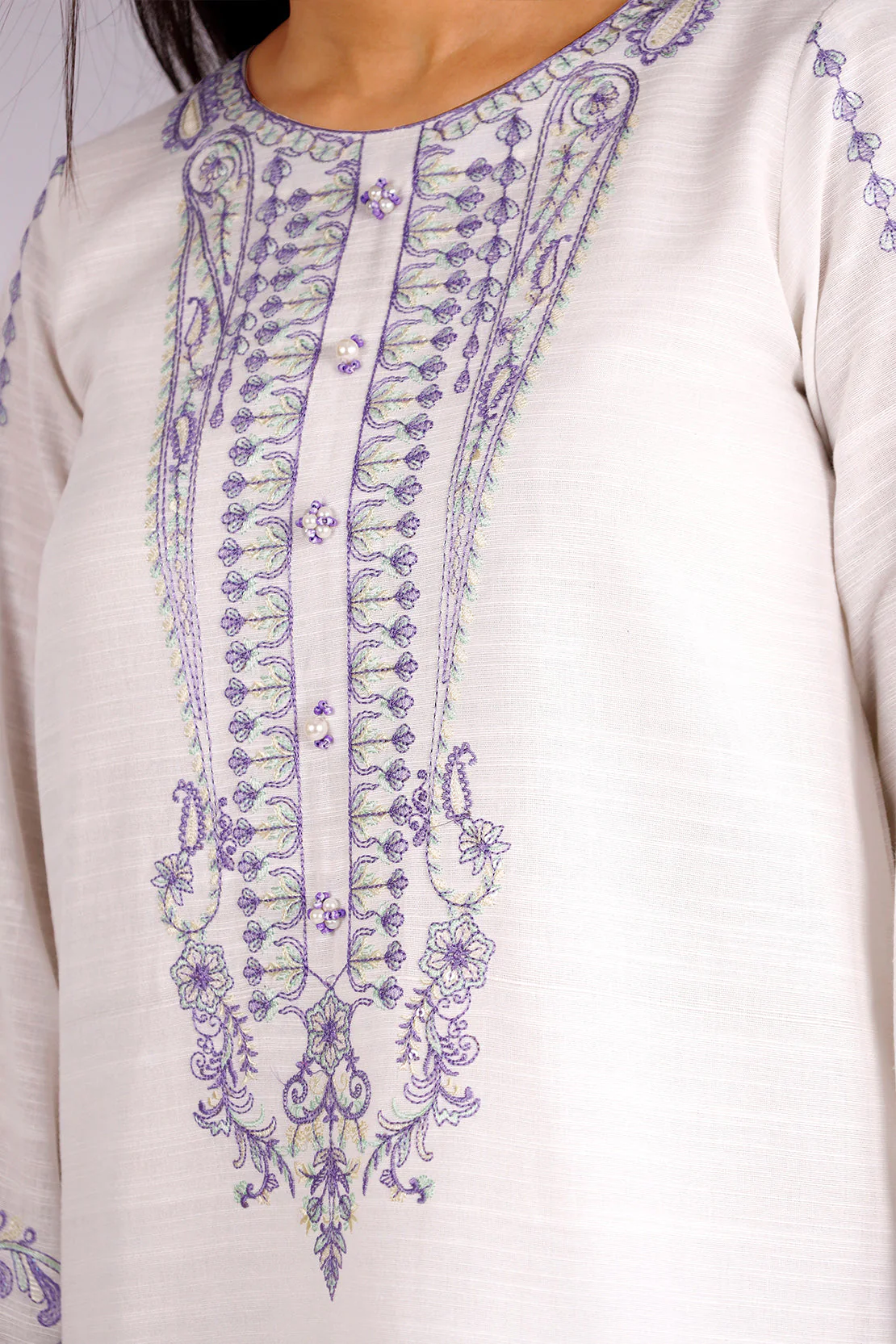 Unstitched Embroidered khaddar 2 piece Shirt Trouser - Image 3