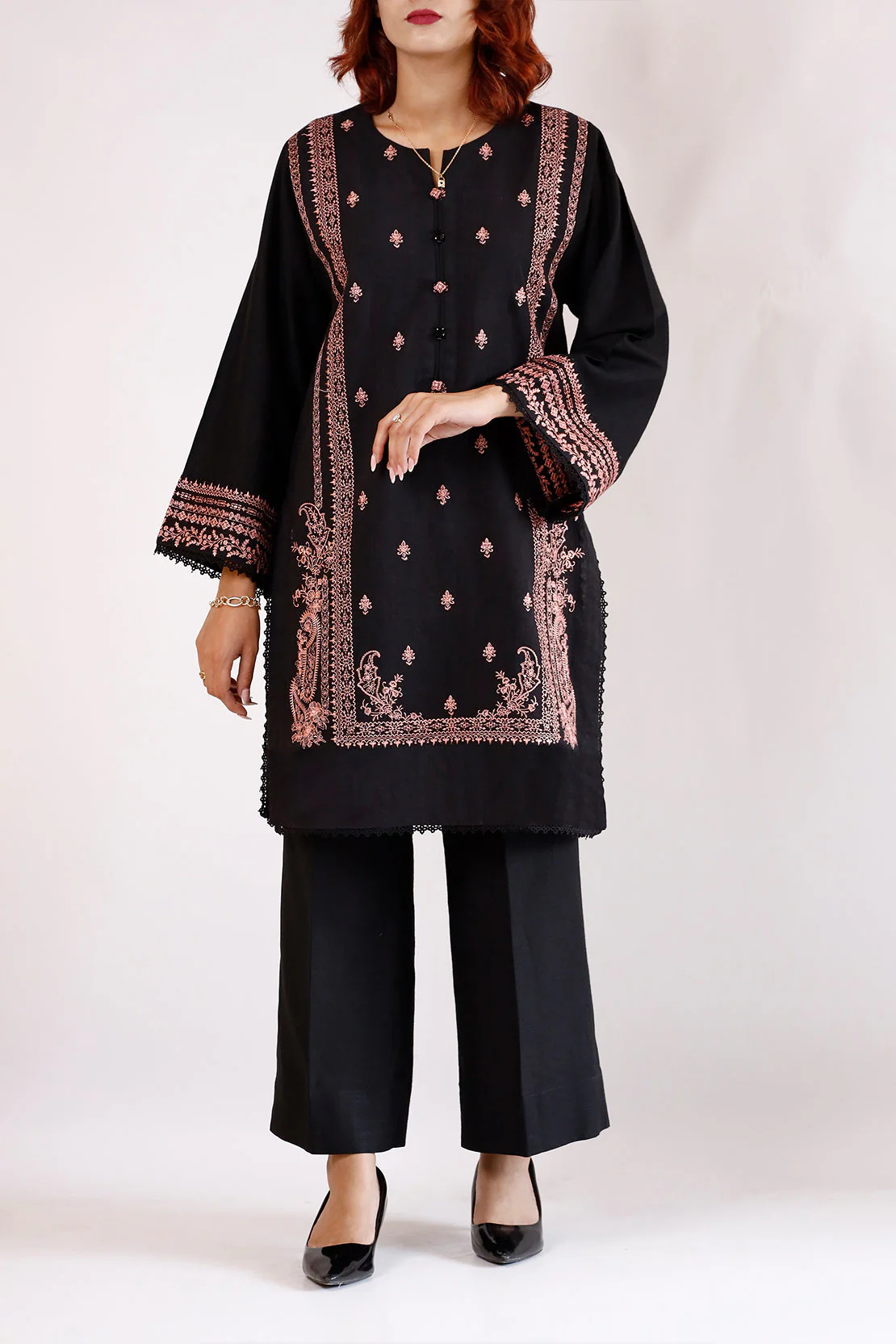 Unstitched Embroidered Khaddar 2 Piece (Shirt/Trouser)