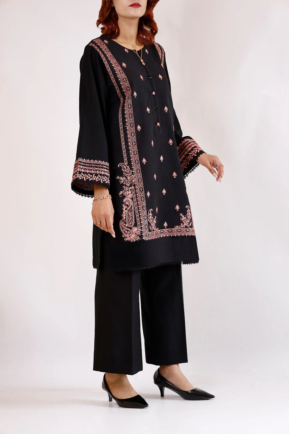 Unstitched Embroidered Khaddar 2 Piece (Shirt/Trouser) - Image 2