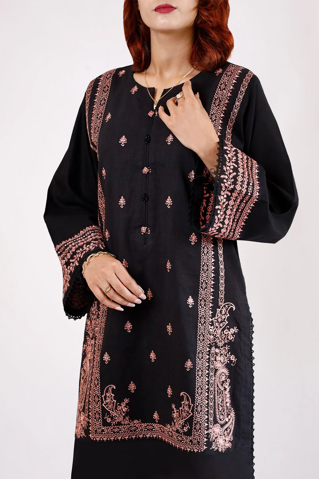 Unstitched Embroidered Khaddar 2 Piece (Shirt/Trouser) - Image 3
