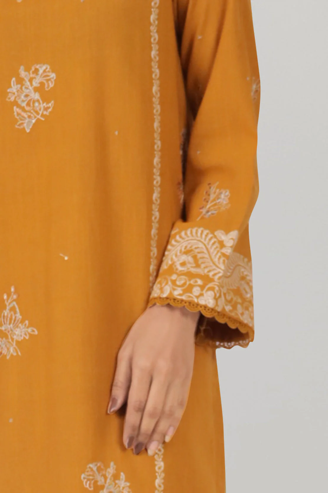 Unstitched Embroidered Khaddar 2 Piece Shirt Trouser - Image 3