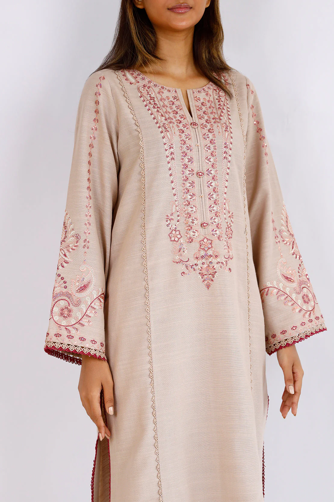 Unstitched Embroidered khaddar 2 piece Shirt Trouser - Image 3